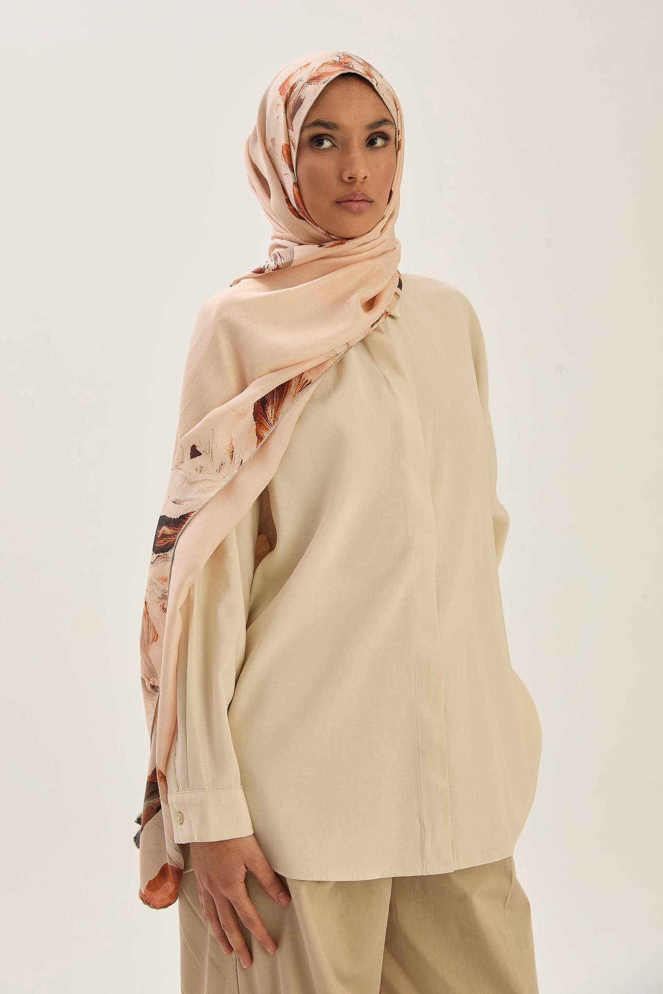 HUŞ PAMUK İPEK ŞAL 70*190 CM - KAHVERENGİ