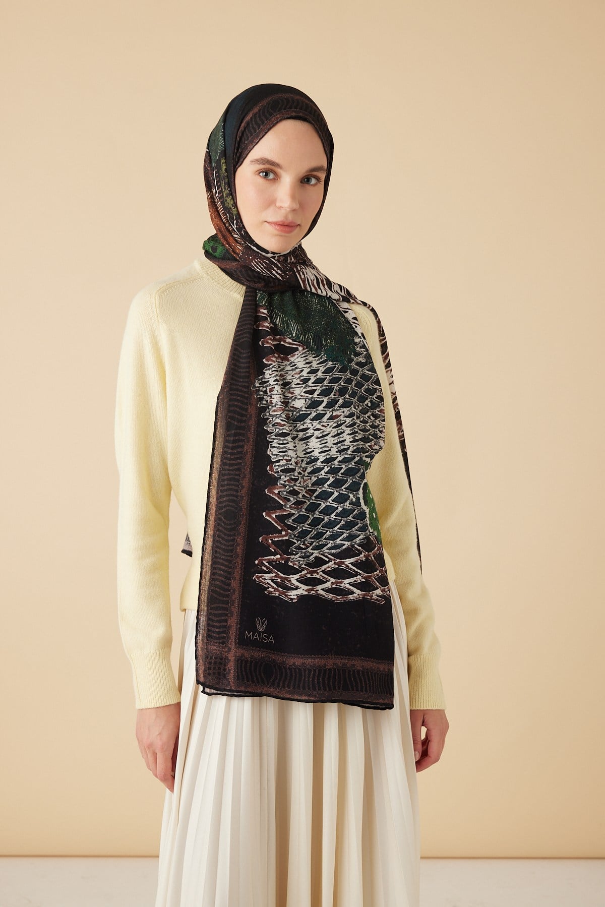 İLMEK YÜN İPEK KAŞMİR ŞAL 70*200 CM - SİYAH