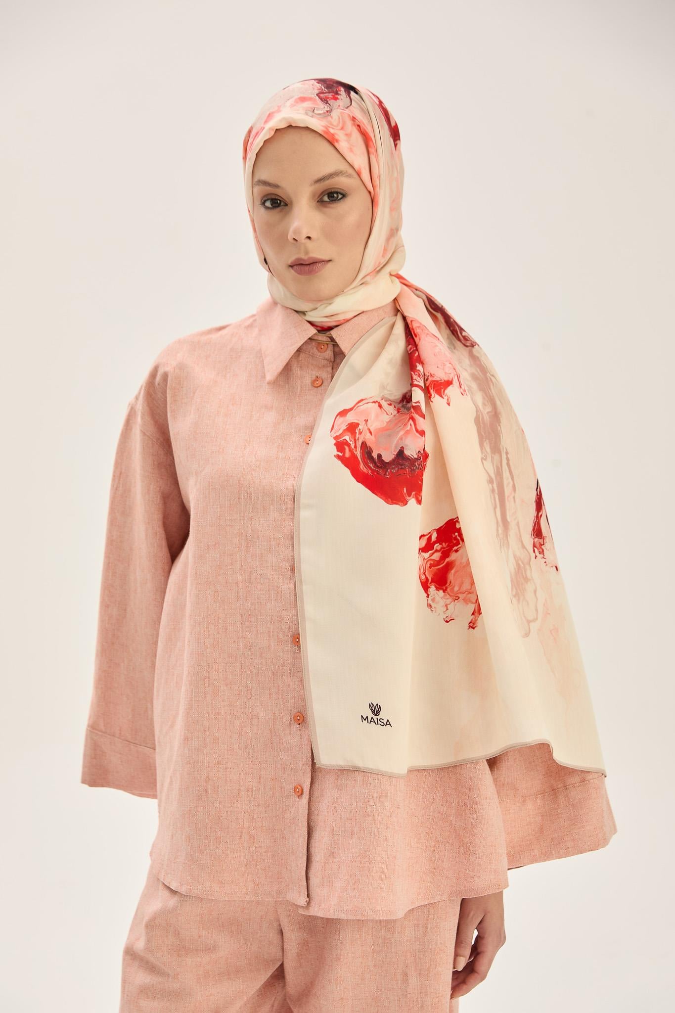 İRİS FLOŞ VİSKON 70*190CM ŞAL - KIRMIZI 
