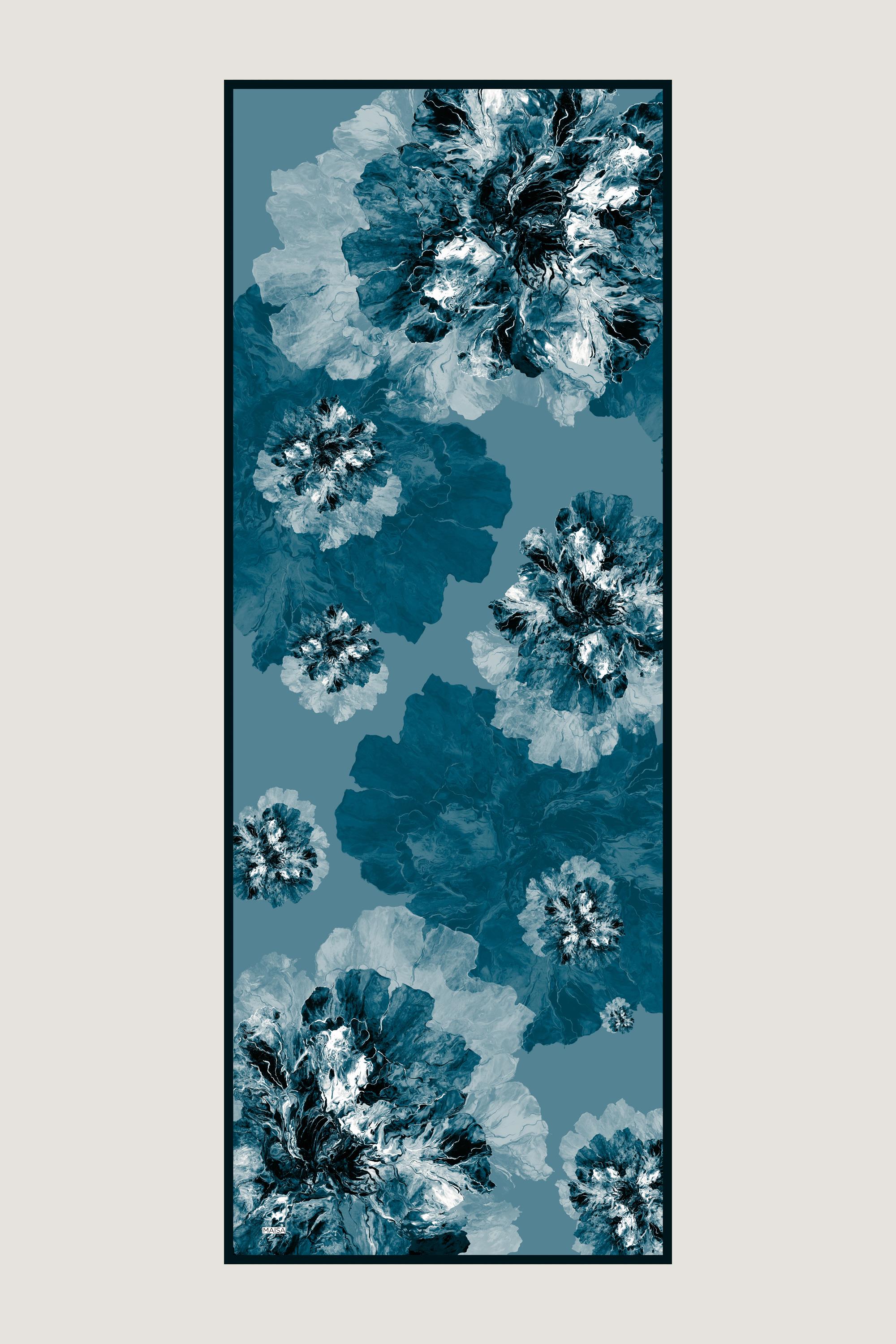 KATRE PAMUK İPEK ŞAL 70*190 CM - MAVİ