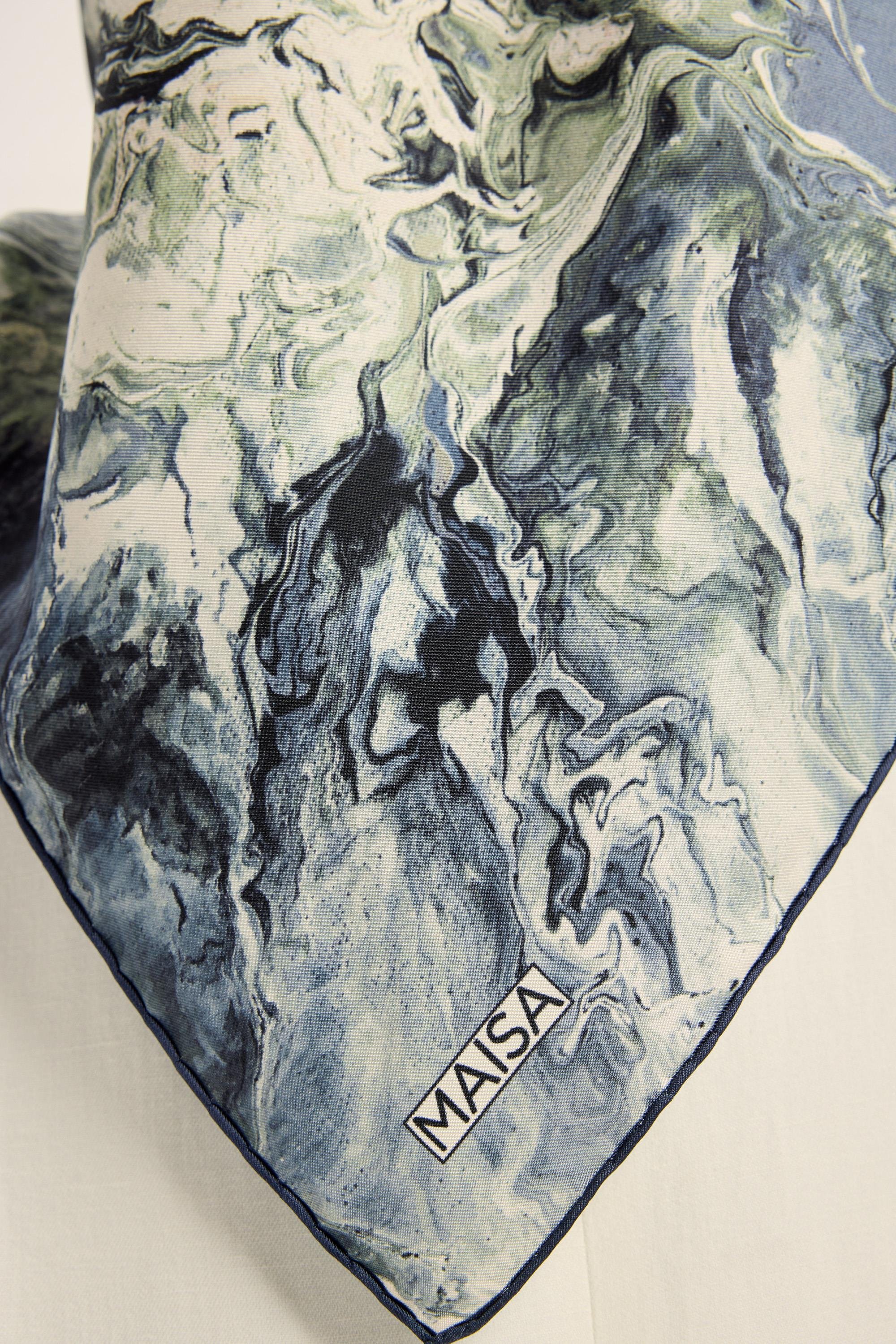 KATRE TİVİL İPEK EŞARP 90*90 CM - MAVİ