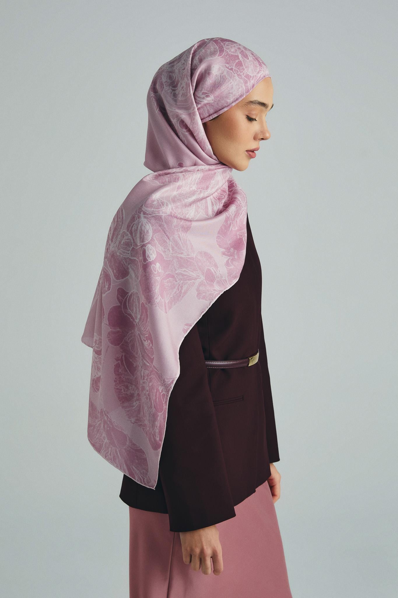 KEHRİBAR PAMUK İPEK ŞAL 70*190 CM -PEMBE