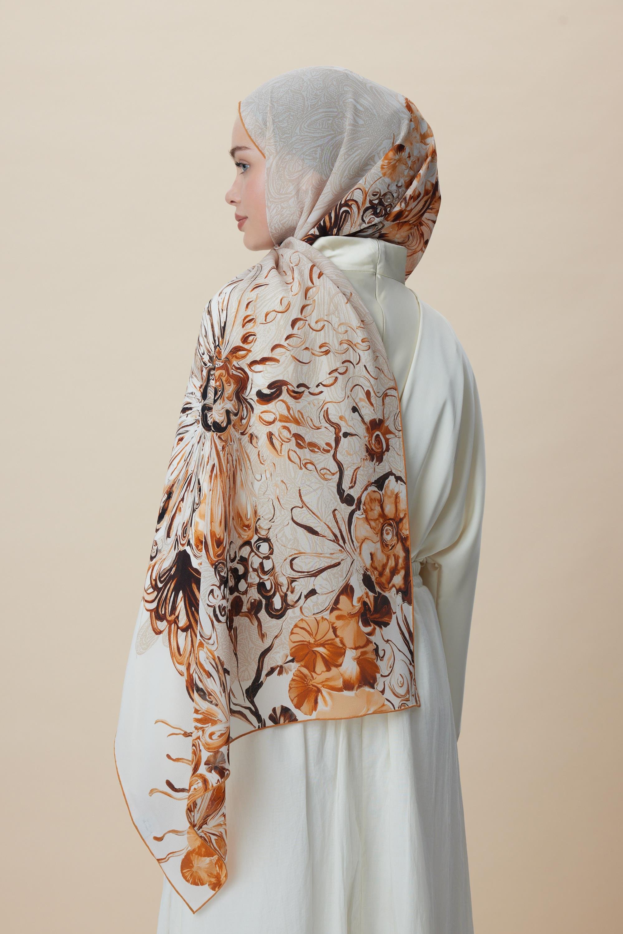 KORAL KREP İPEK ŞAL 70*190 CM - BEJ