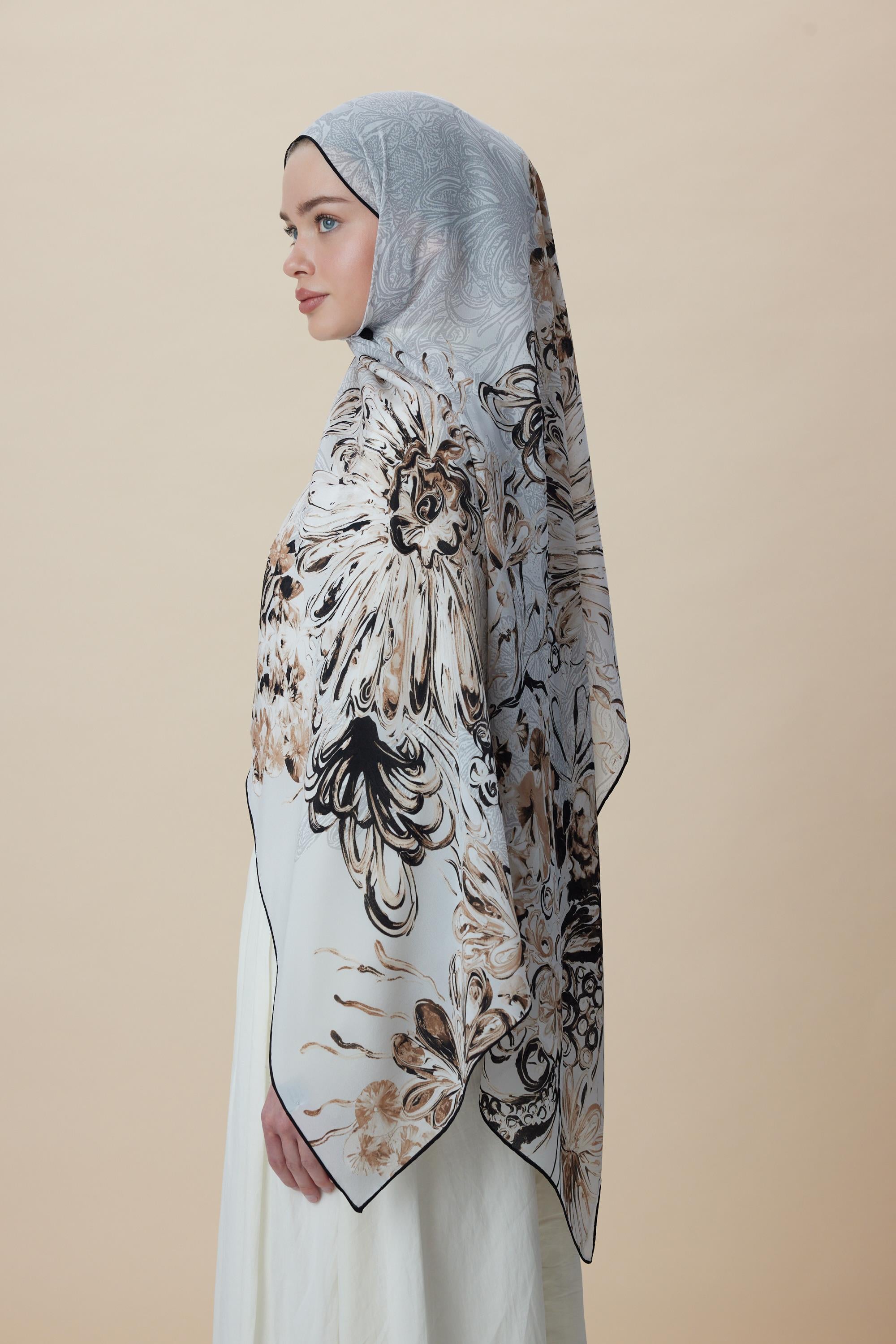 KORAL KREP İPEK ŞAL 70*190 CM - TAŞ