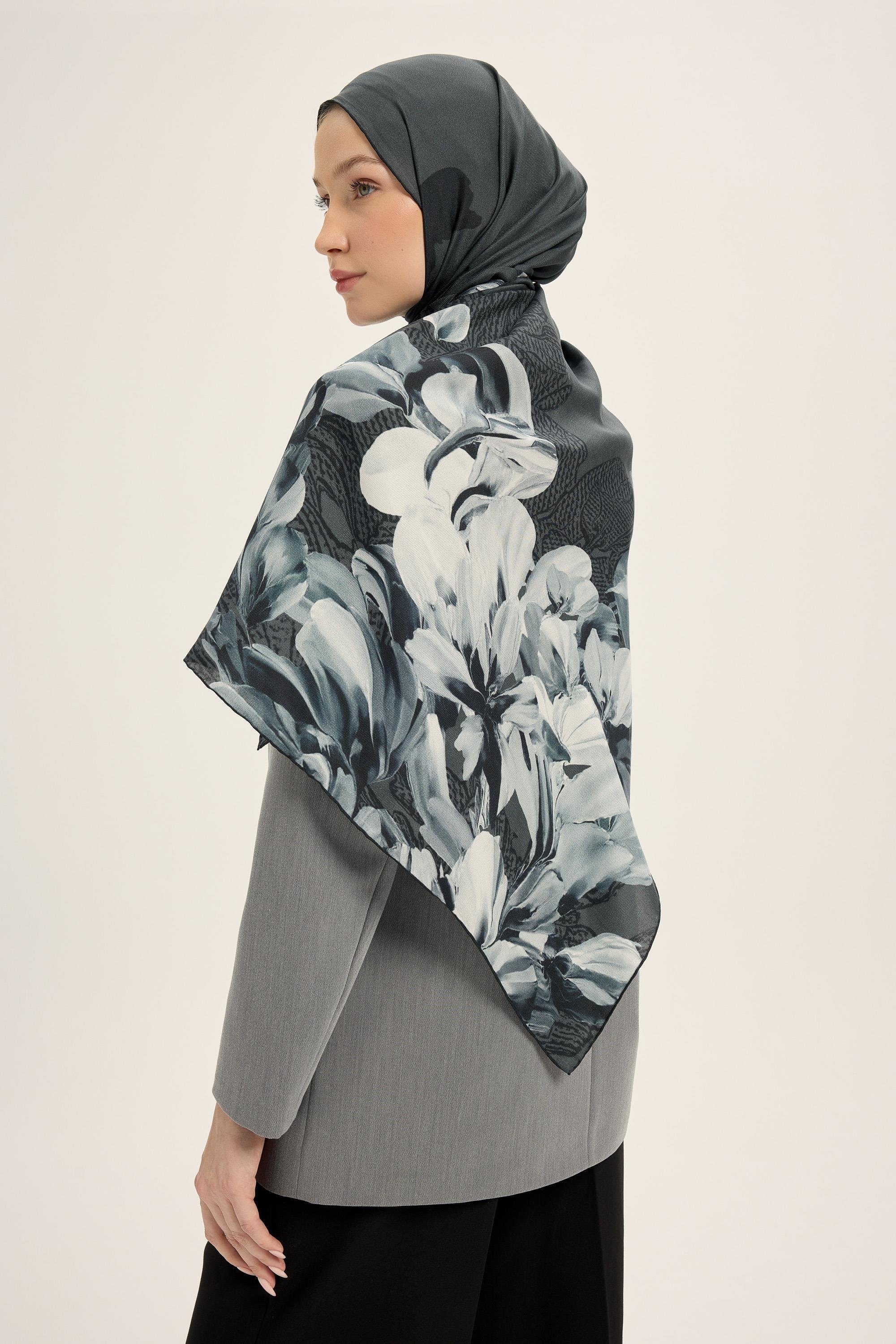 LAL PAMUK İPEK ŞAL 70*190 CM - ANTRASİT