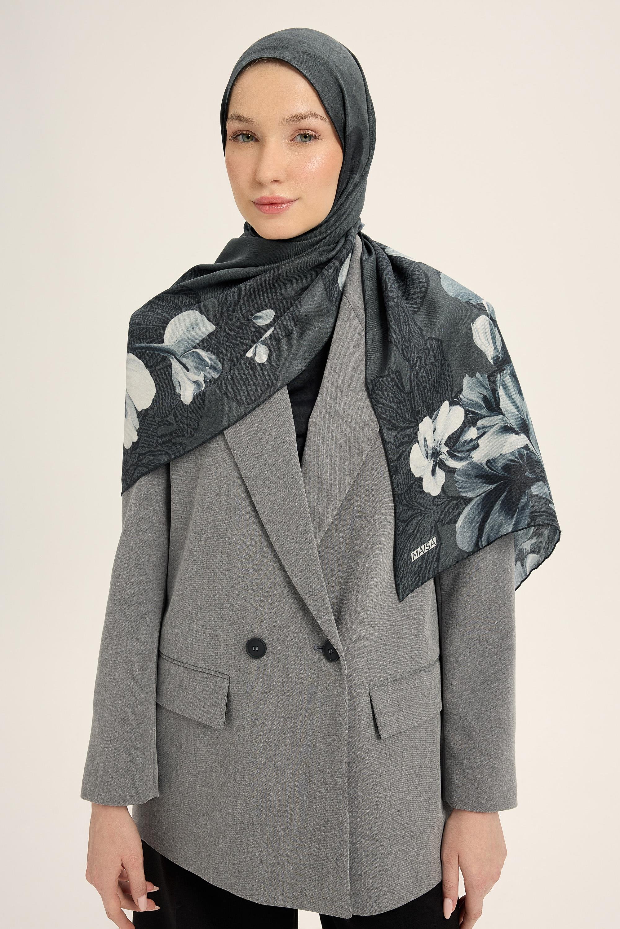 LAL PAMUK İPEK ŞAL 70*190 CM - ANTRASİT