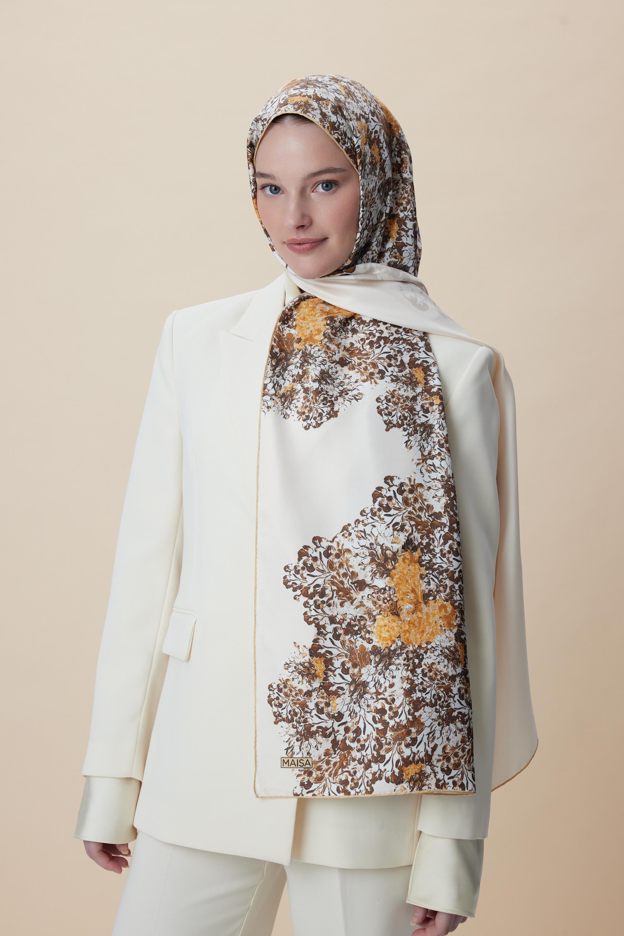 LARİN MULBERRY İPEK ŞAL 70*190 - BEJ