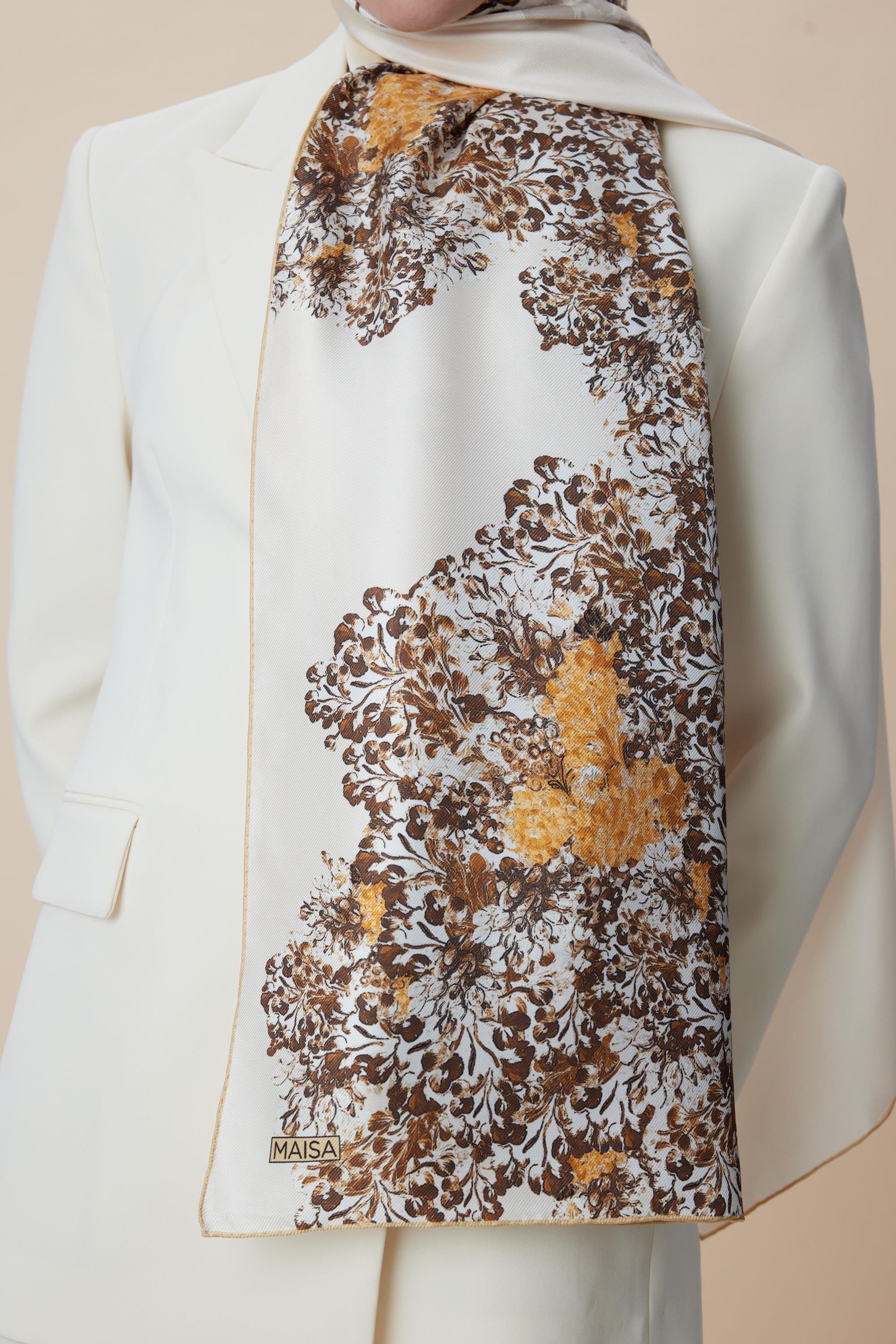 LARİN MULBERRY İPEK ŞAL 70*190 - BEJ