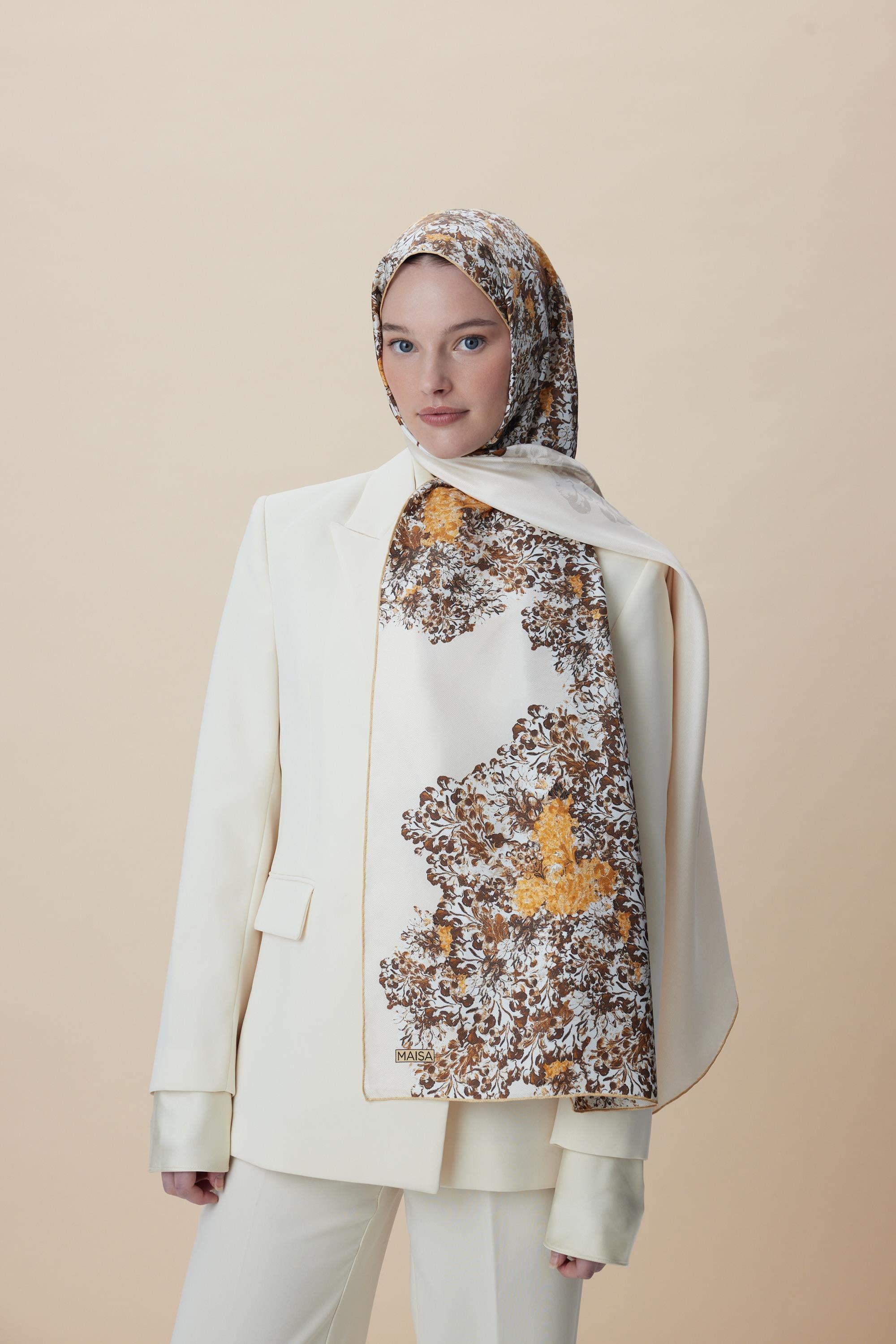 LARİN MULBERRY İPEK ŞAL 70*190 - BEJ