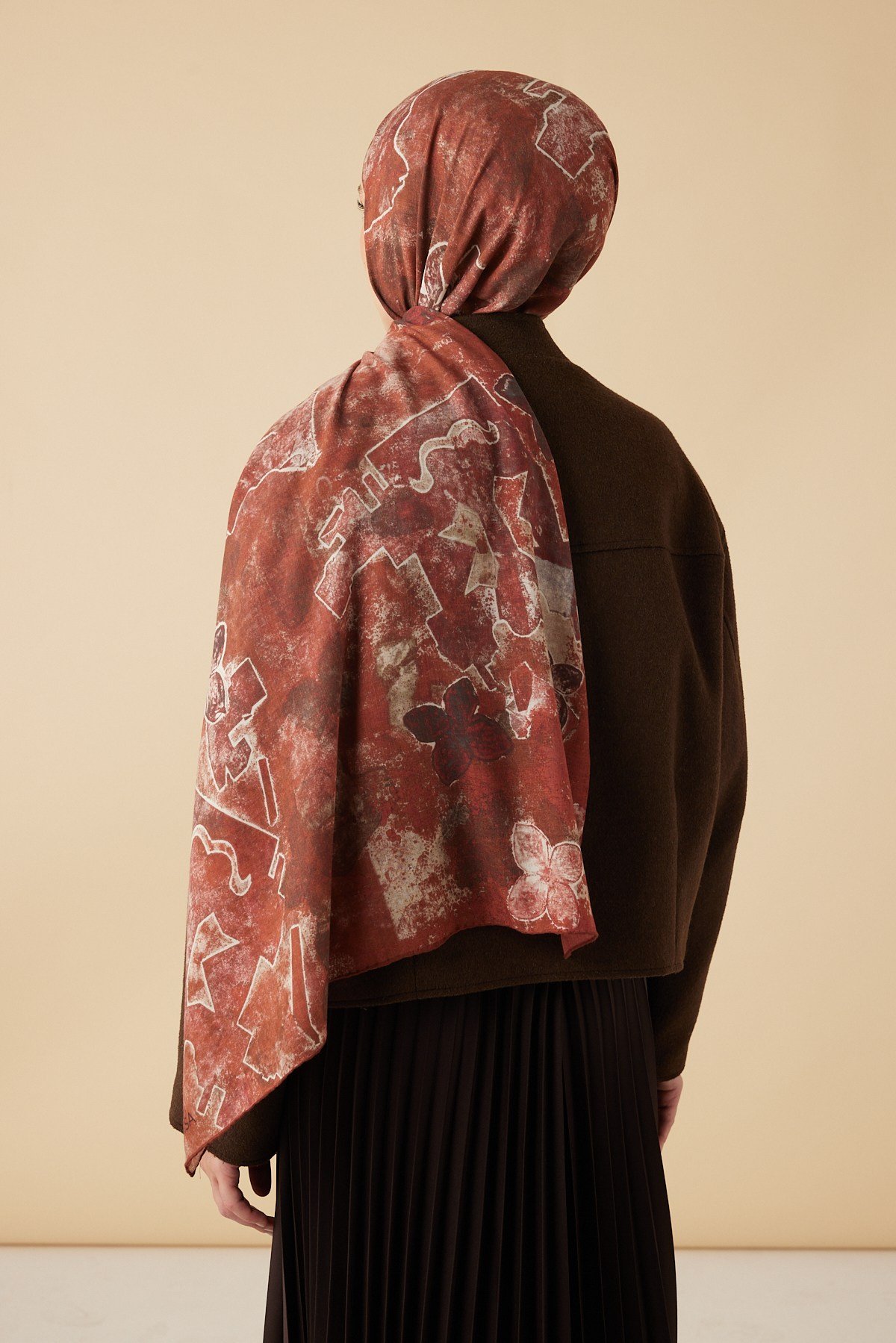 LATİF YÜN MODAL ŞAL 70*200 CM - BORDO