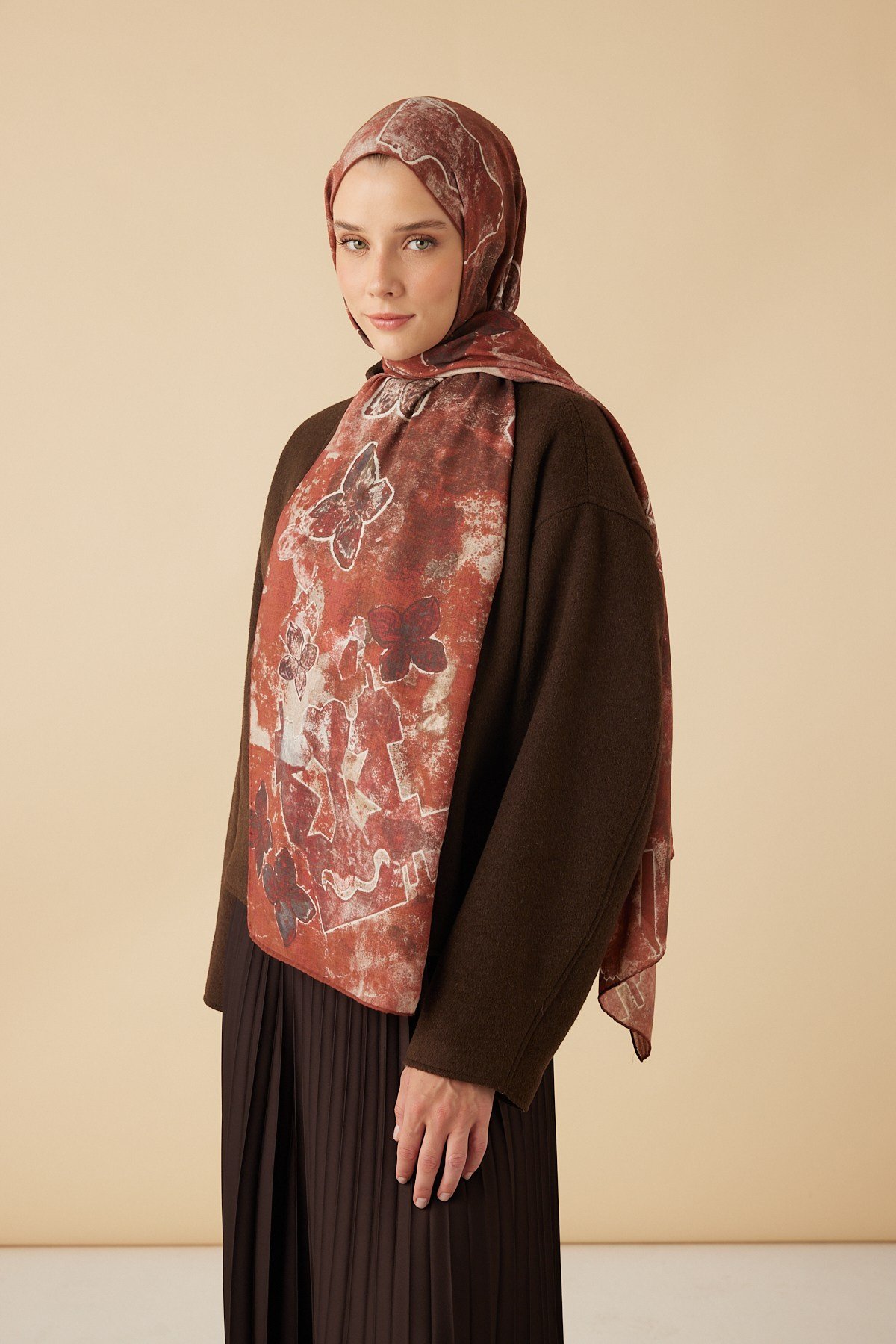 LATİF YÜN MODAL ŞAL 70*200 CM - BORDO