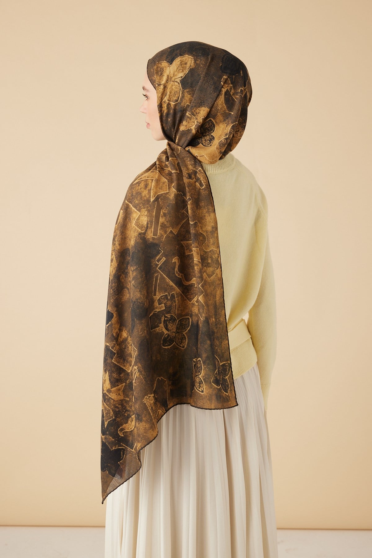 LATİF YÜN MODAL ŞAL 70*200 CM - KAHVERENGİ