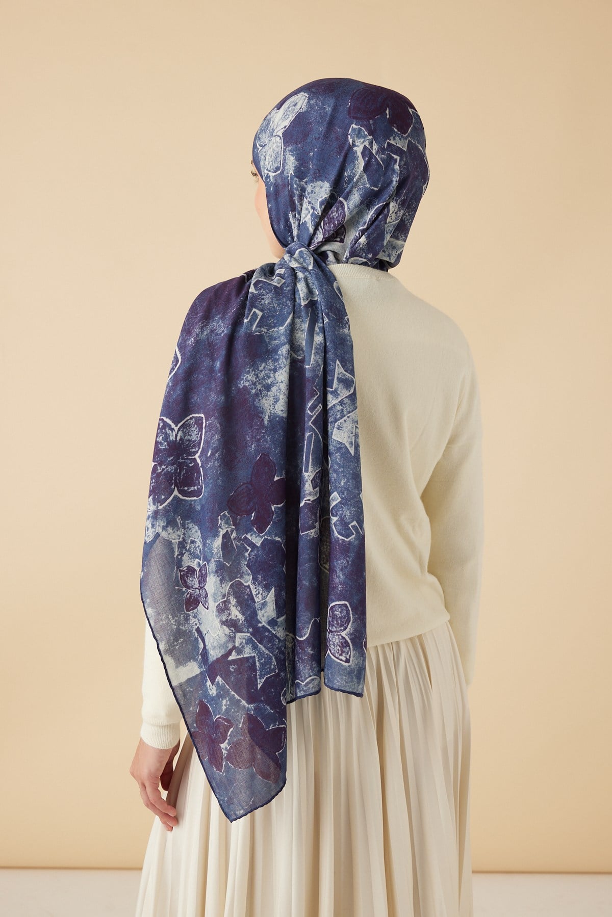 LATİF YÜN MODAL ŞAL 70*200 CM - MAVİ