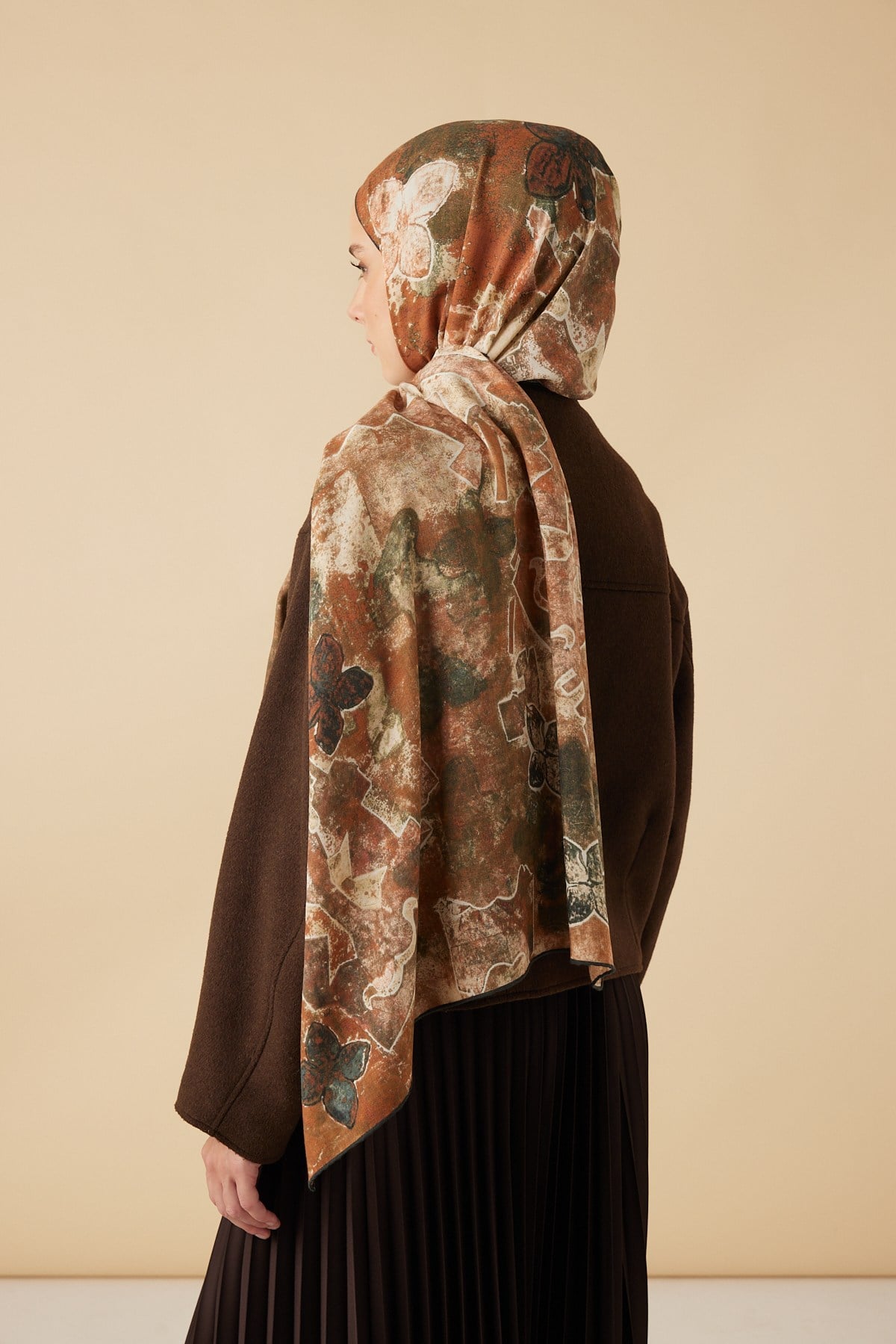 LATİF YÜN MODAL ŞAL 70*200 CM - TABA