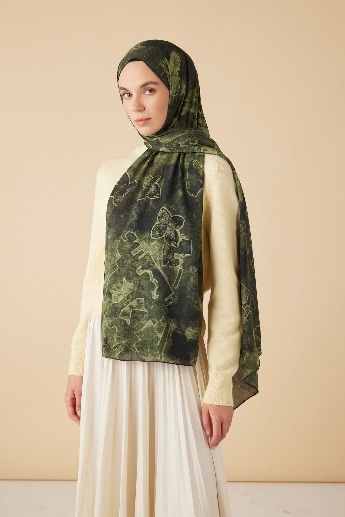 LATİF YÜN MODAL ŞAL 70*200 CM - YEŞİL