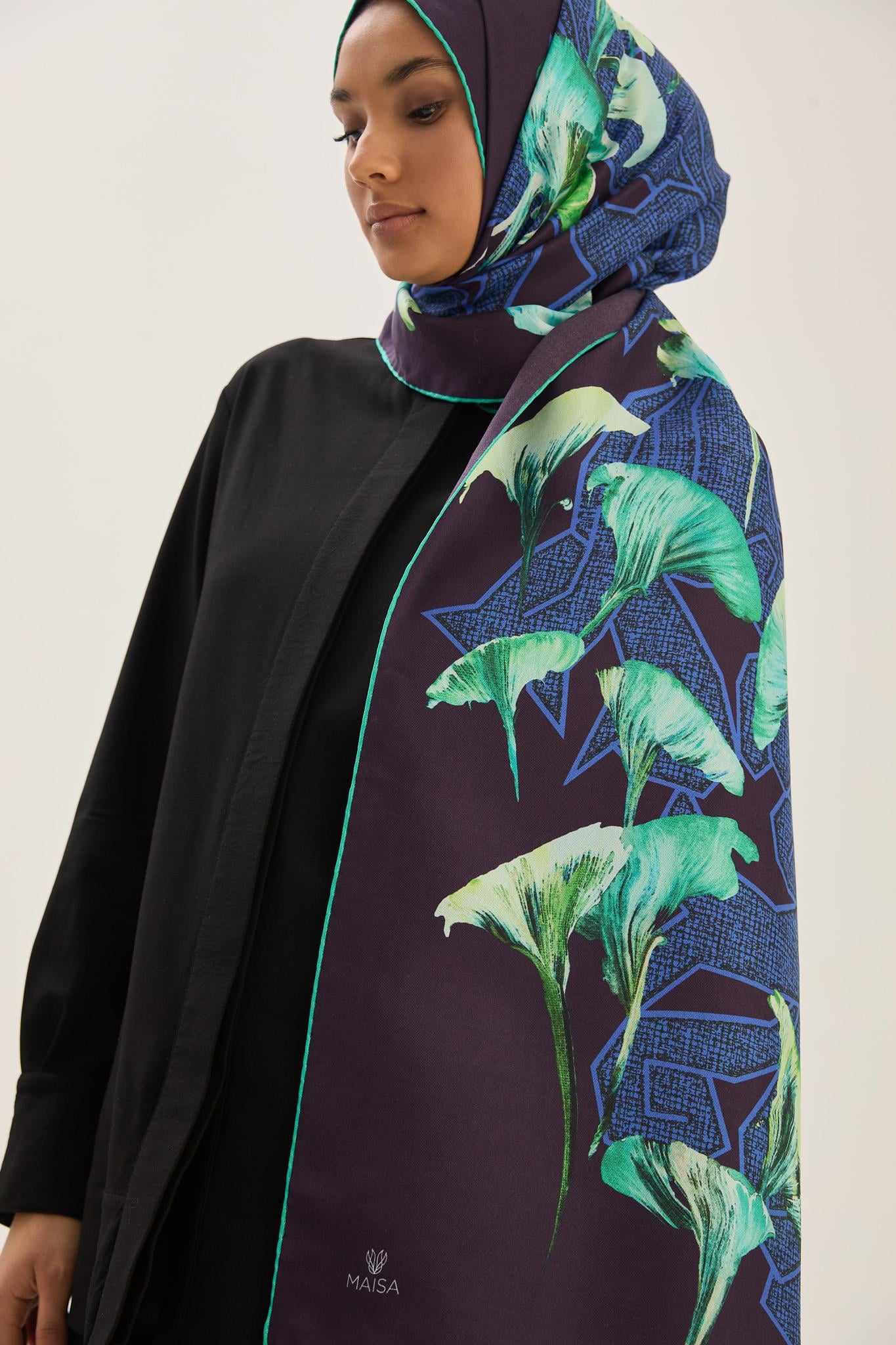 LEMA PAMUK İPEK ŞAL 70*190 CM - LACİVERT