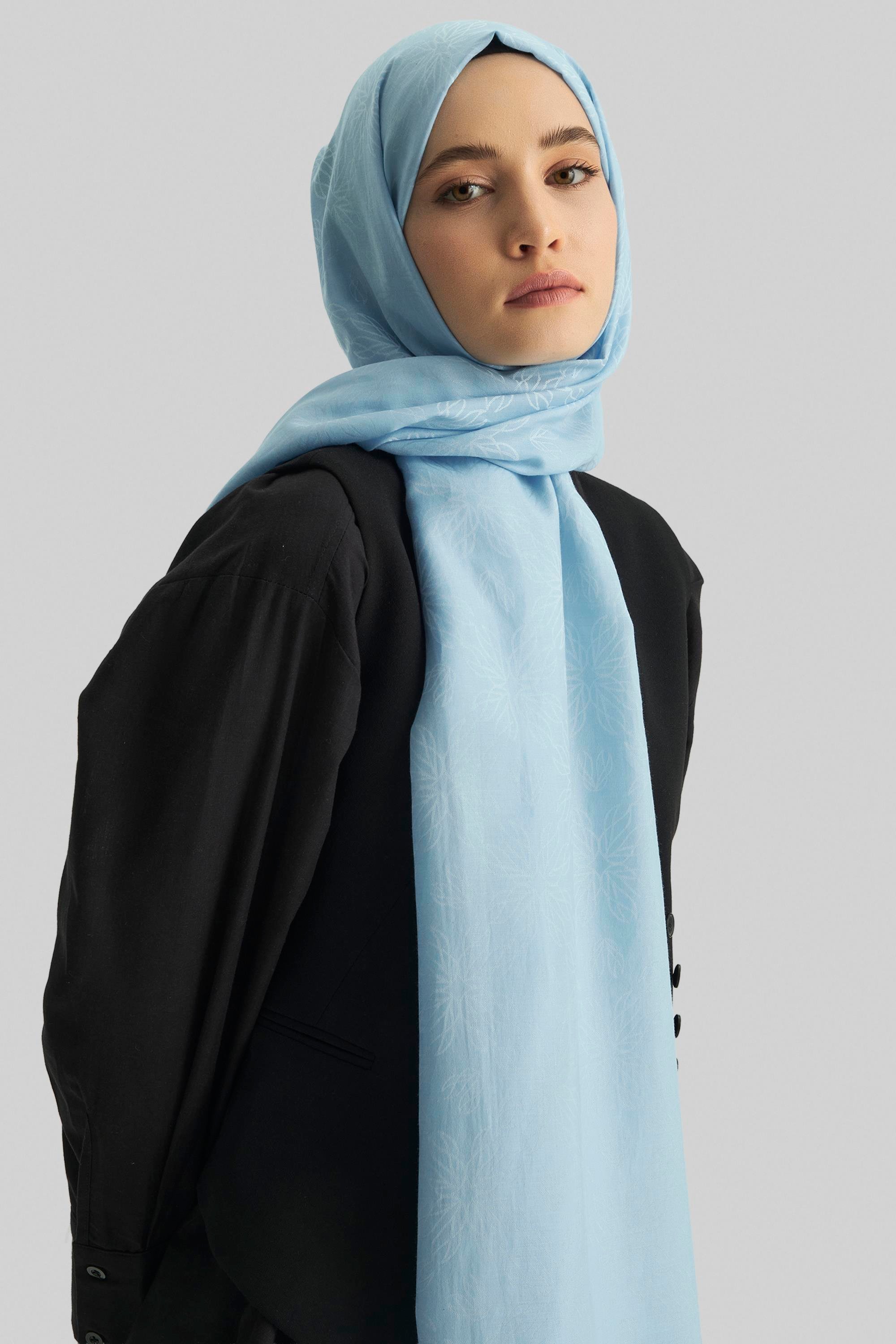 LİZAY PAMUK İPEK ŞAL- AÇIK MAVİ