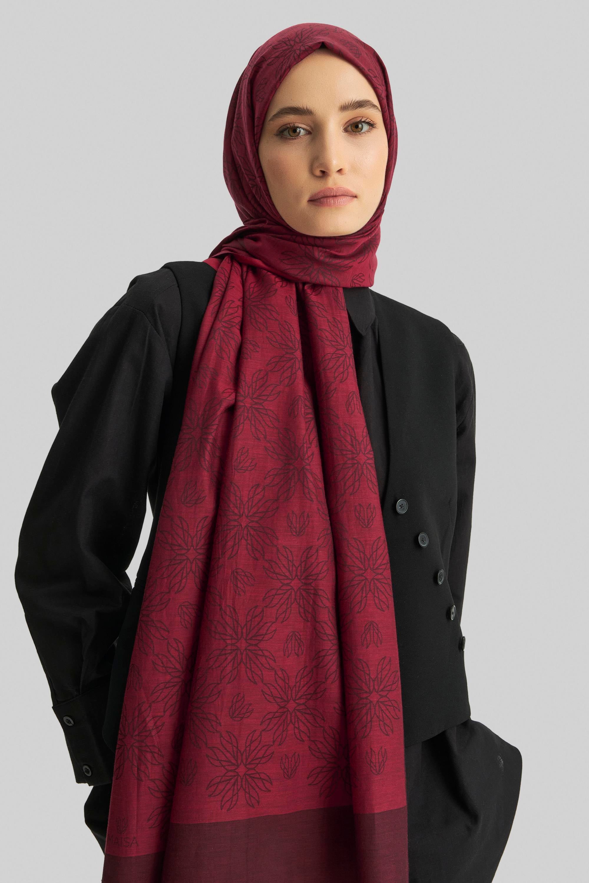 LİZAY PAMUK İPEK ŞAL-BORDO