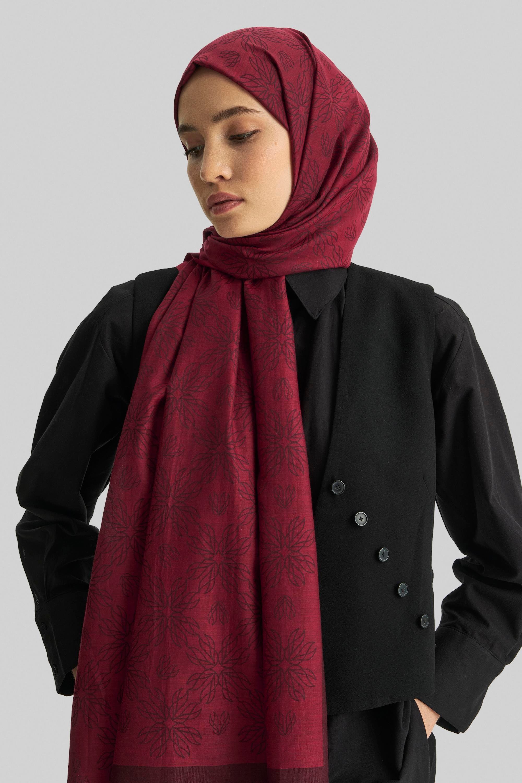 LİZAY PAMUK İPEK ŞAL-BORDO