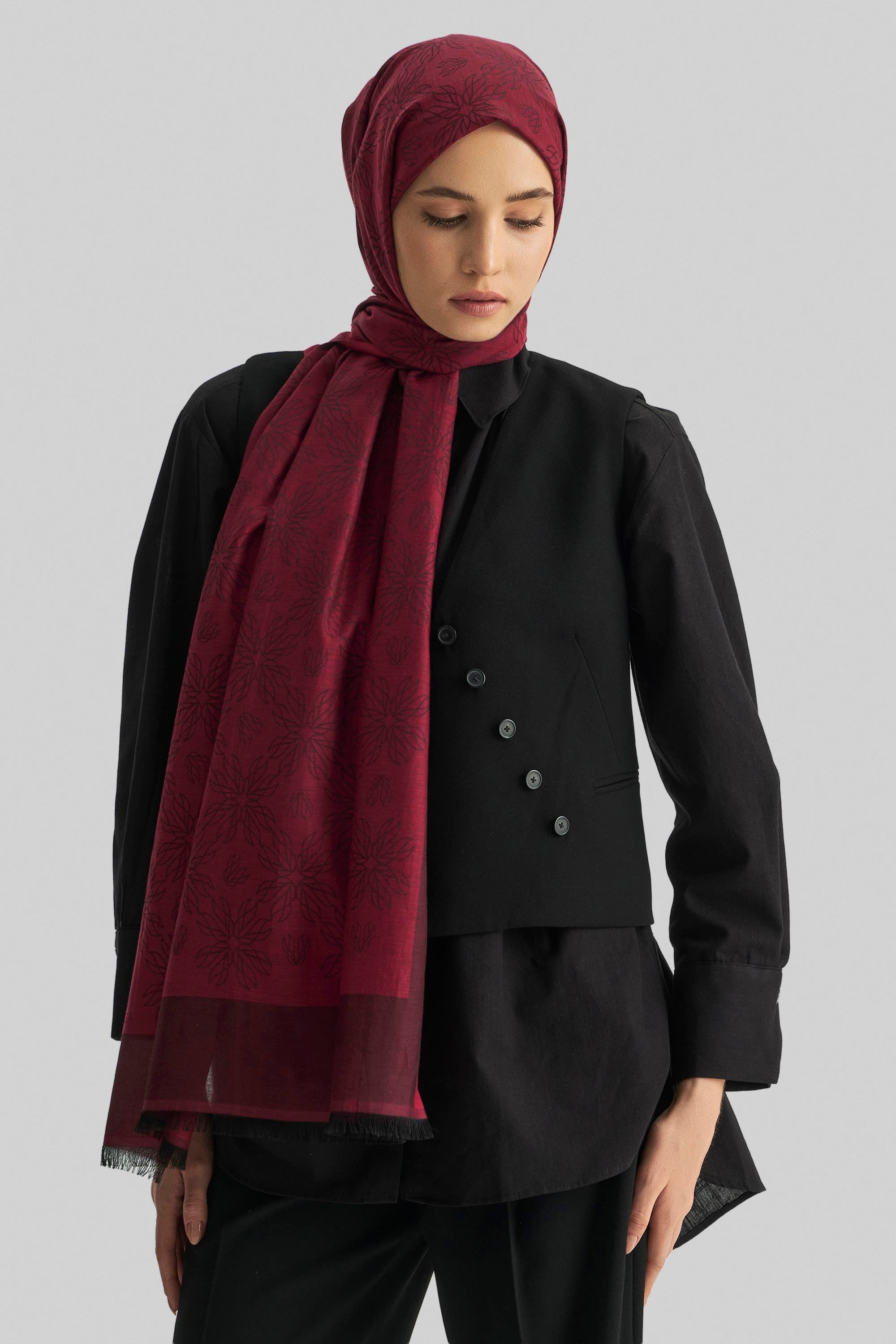 LİZAY PAMUK İPEK ŞAL-BORDO