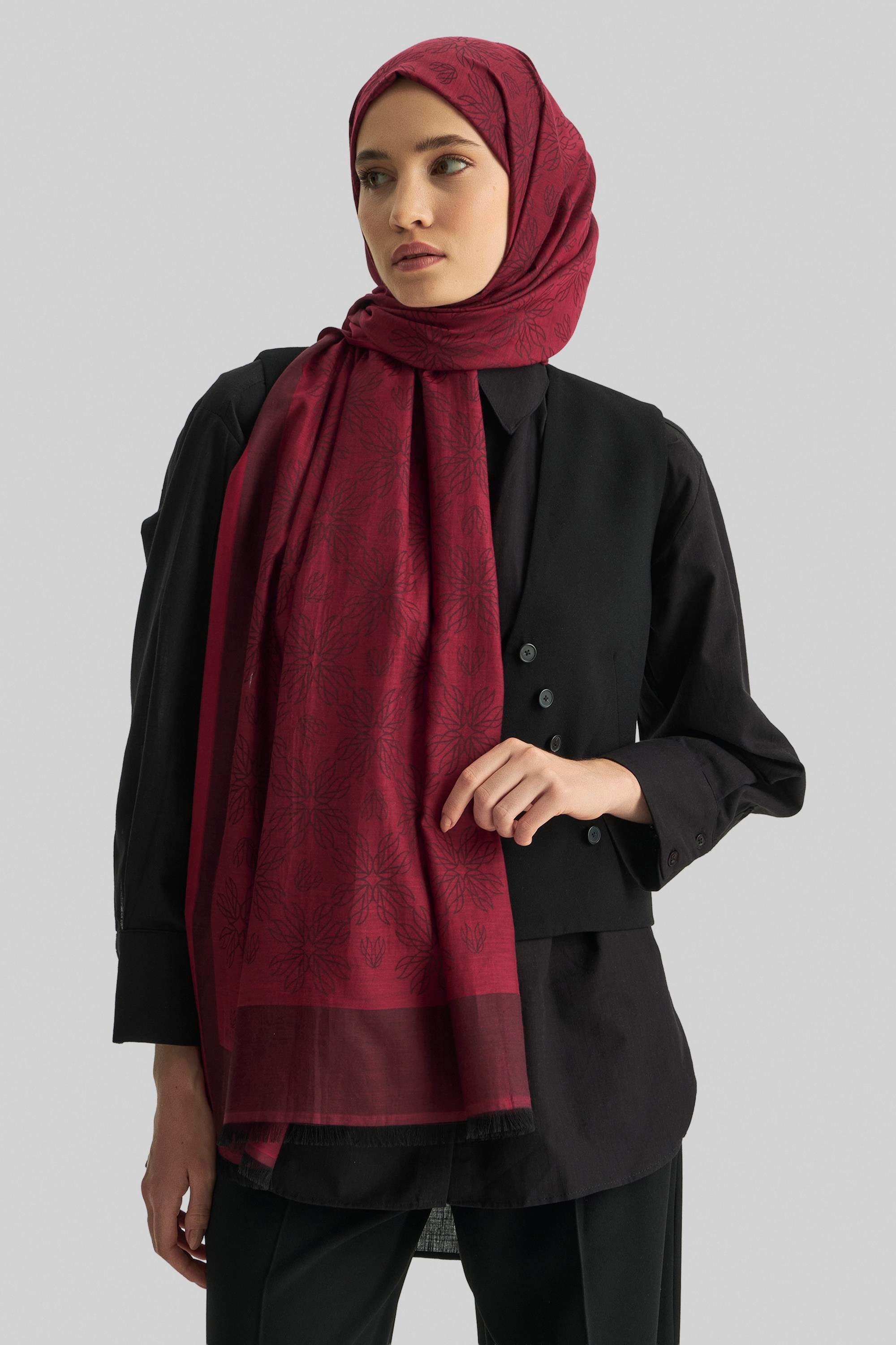 LİZAY PAMUK İPEK ŞAL-BORDO