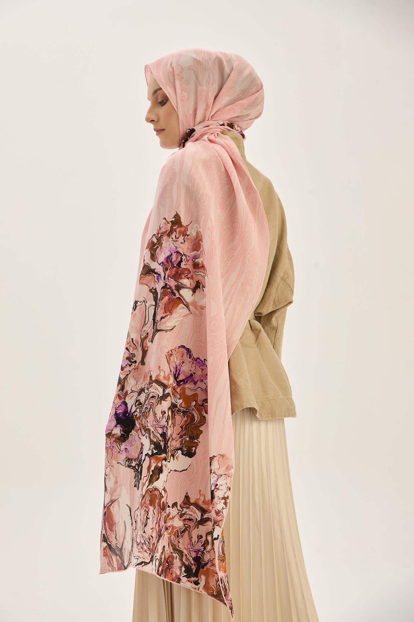 MECZ KREP İPEK ŞAL 70*190 CM - PUDRA PEMBE