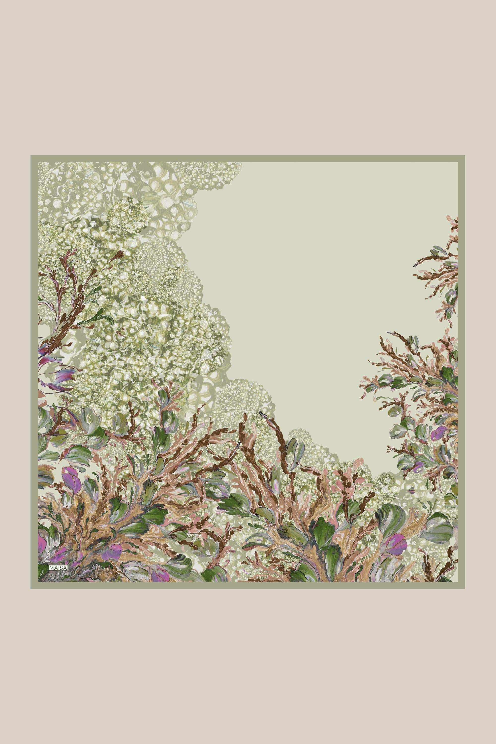MED-CEZİR TİVİL İPEK EŞARP 90*90 CM - YEŞİL