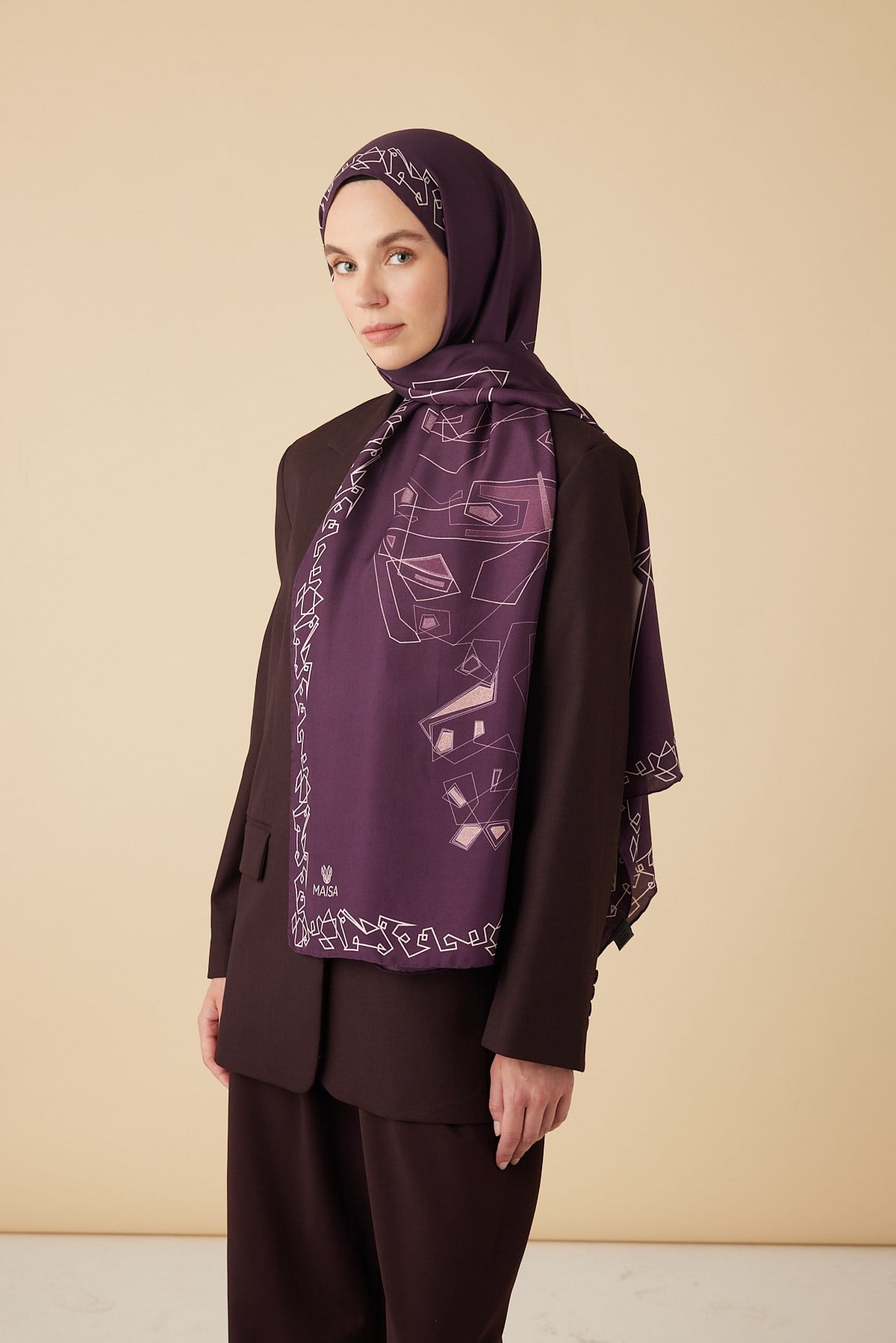 MİNA PAMUK İPEK ŞAL 70*190 CM - MÜRDÜM
