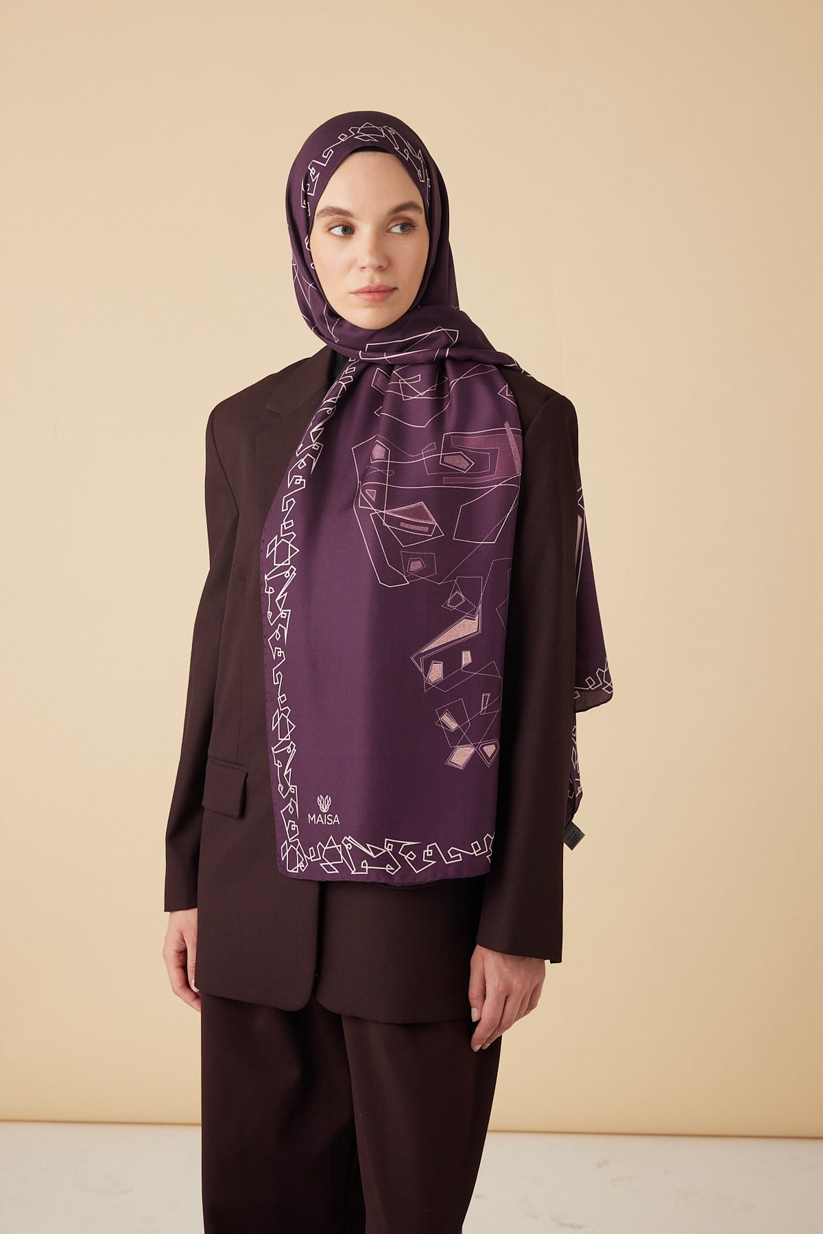 MİNA PAMUK İPEK ŞAL 70*190 CM - MÜRDÜM