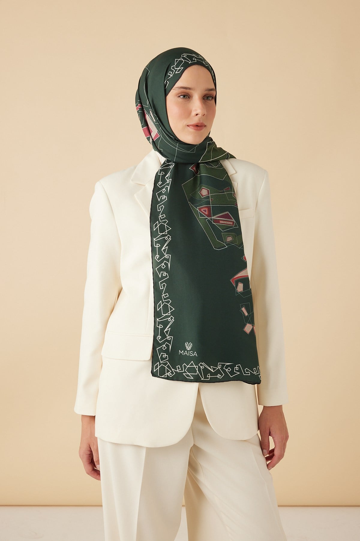 MİNA PAMUK İPEK ŞAL 70*190 CM - YEŞİL