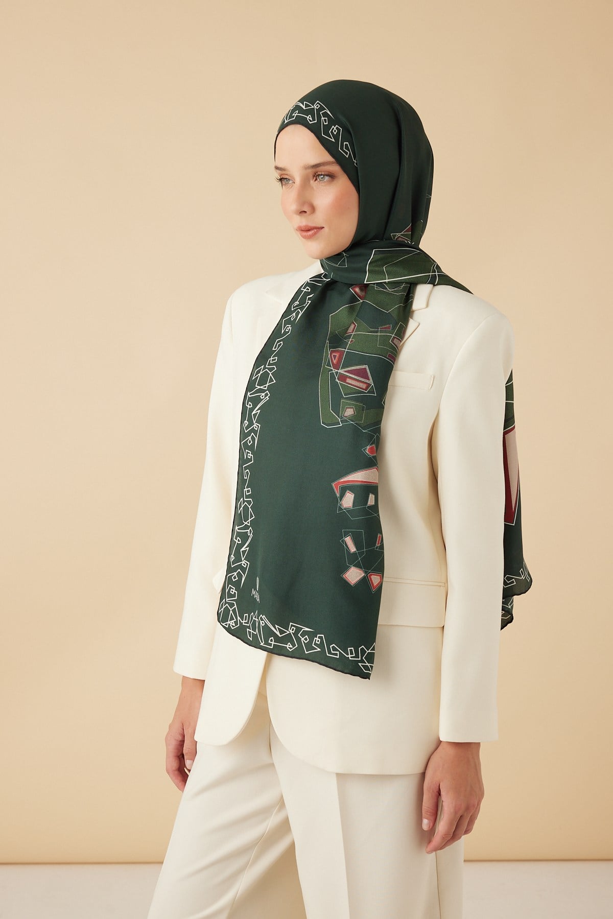 MİNA PAMUK İPEK ŞAL 70*190 CM - YEŞİL