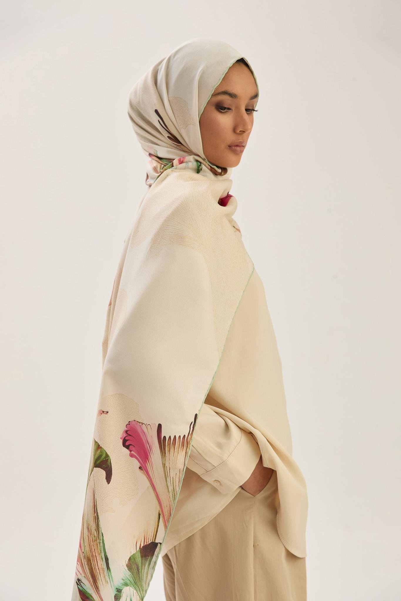 MİRA PAMUK İPEK ŞAL 70*190 CM - BEJ