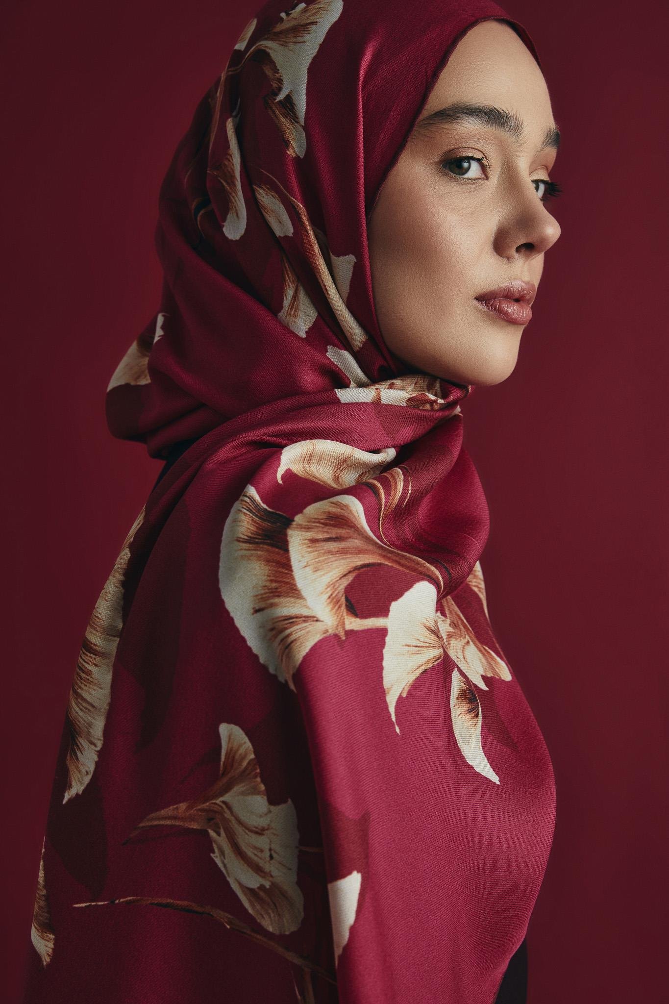 MİSK PAMUK İPEK ŞAL 70*190 CM - KIRMIZI