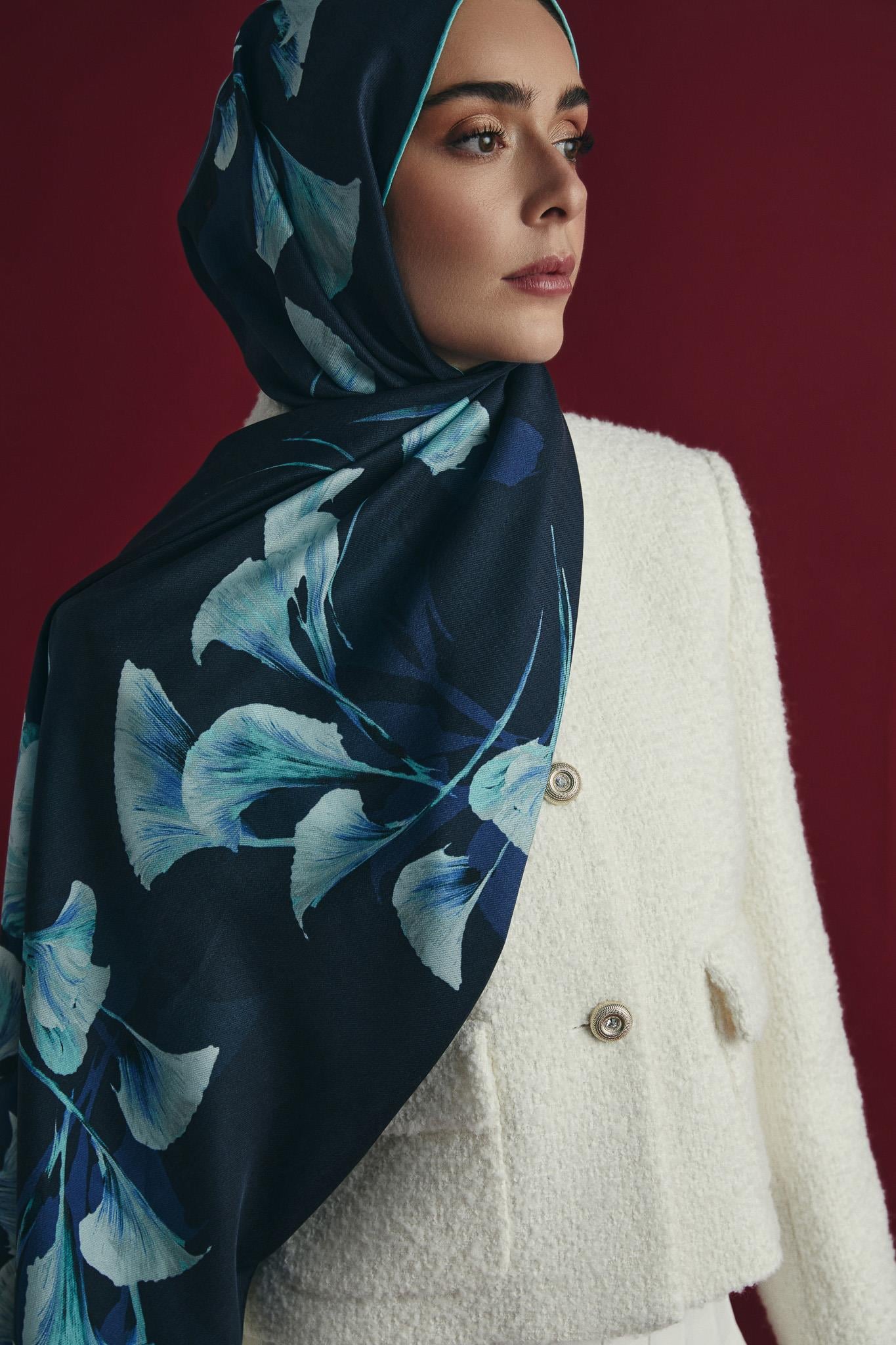 MİSK PAMUK İPEK ŞAL 70*190 CM - LACİVERT