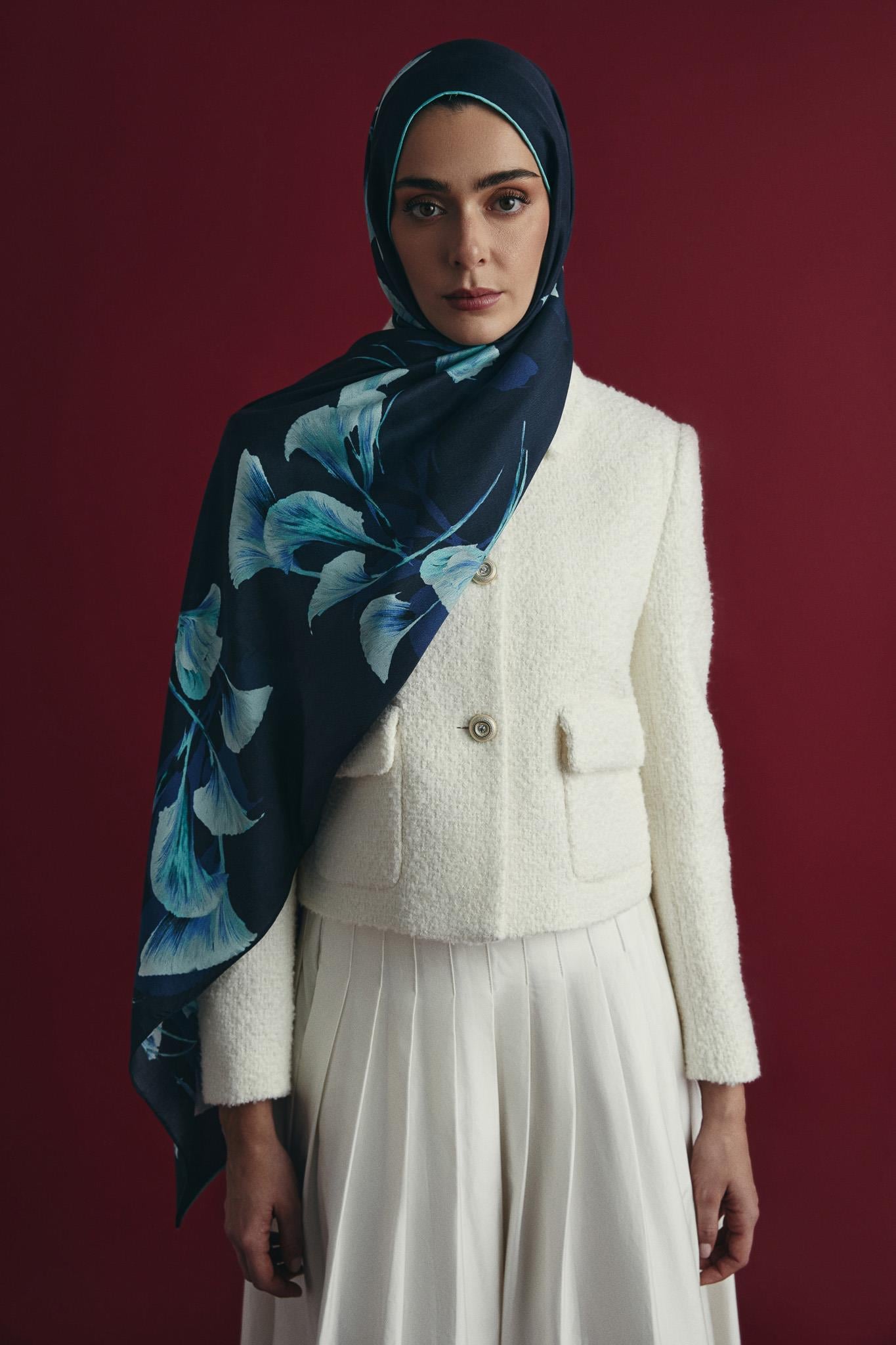 MİSK PAMUK İPEK ŞAL 70*190 CM - LACİVERT