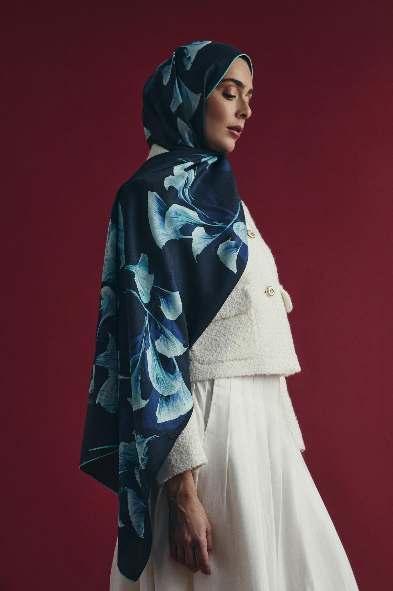 MİSK PAMUK İPEK ŞAL 70*190 CM - LACİVERT