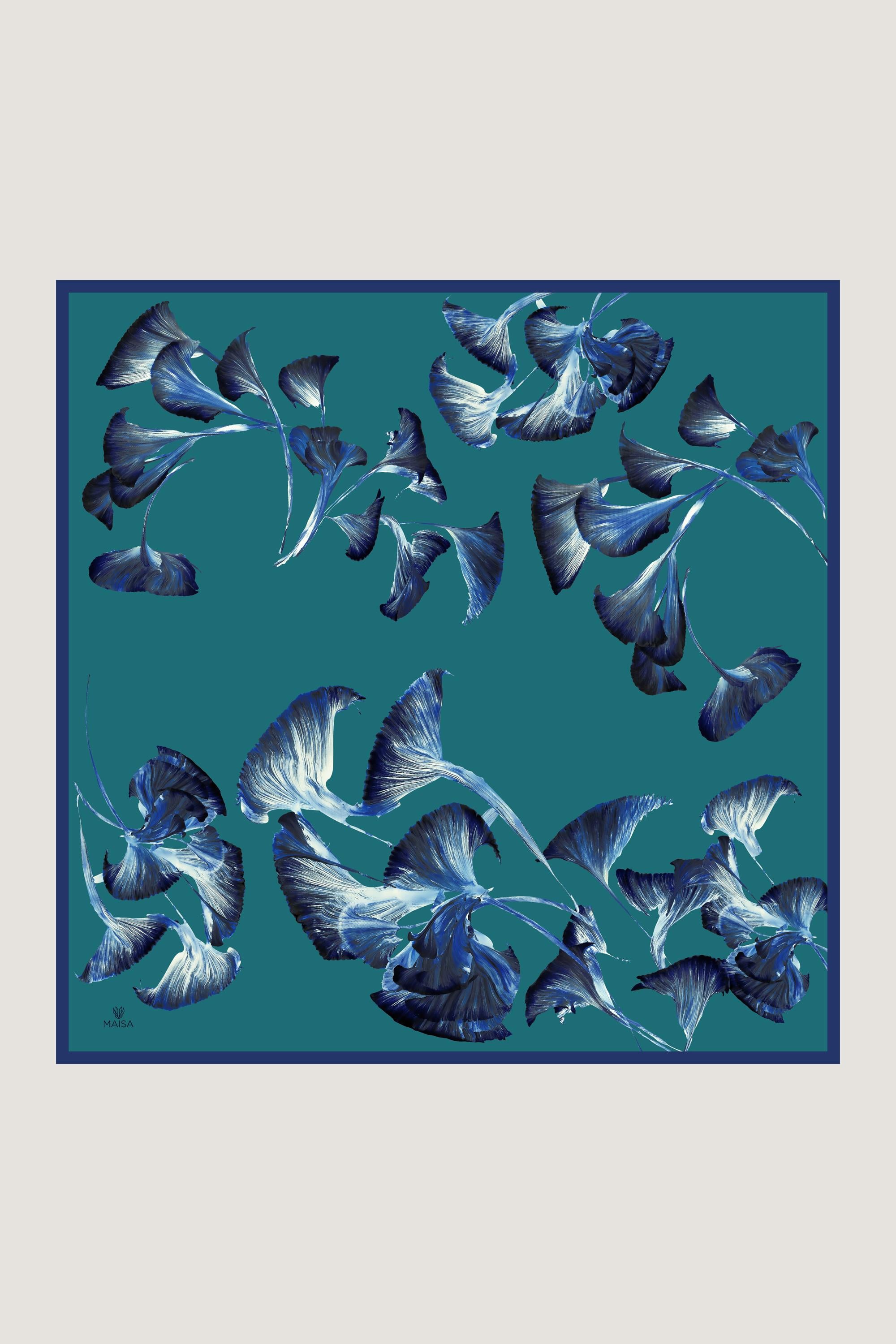 MİSK TİVİL İPEK EŞARP 90*90 CM - PETROL MAVİSİ