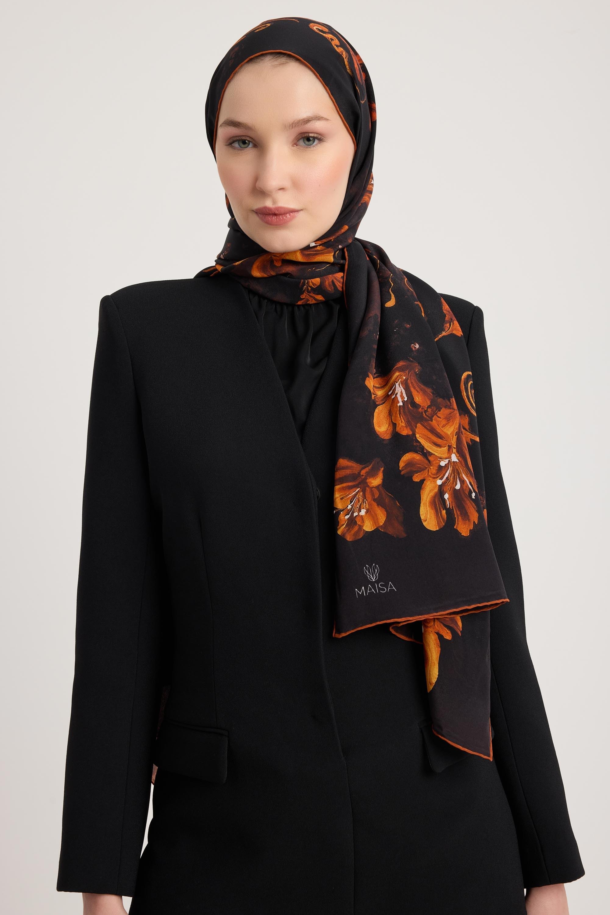 NARİN KREP İPEK ŞAL 70*190 CM - SİYAH