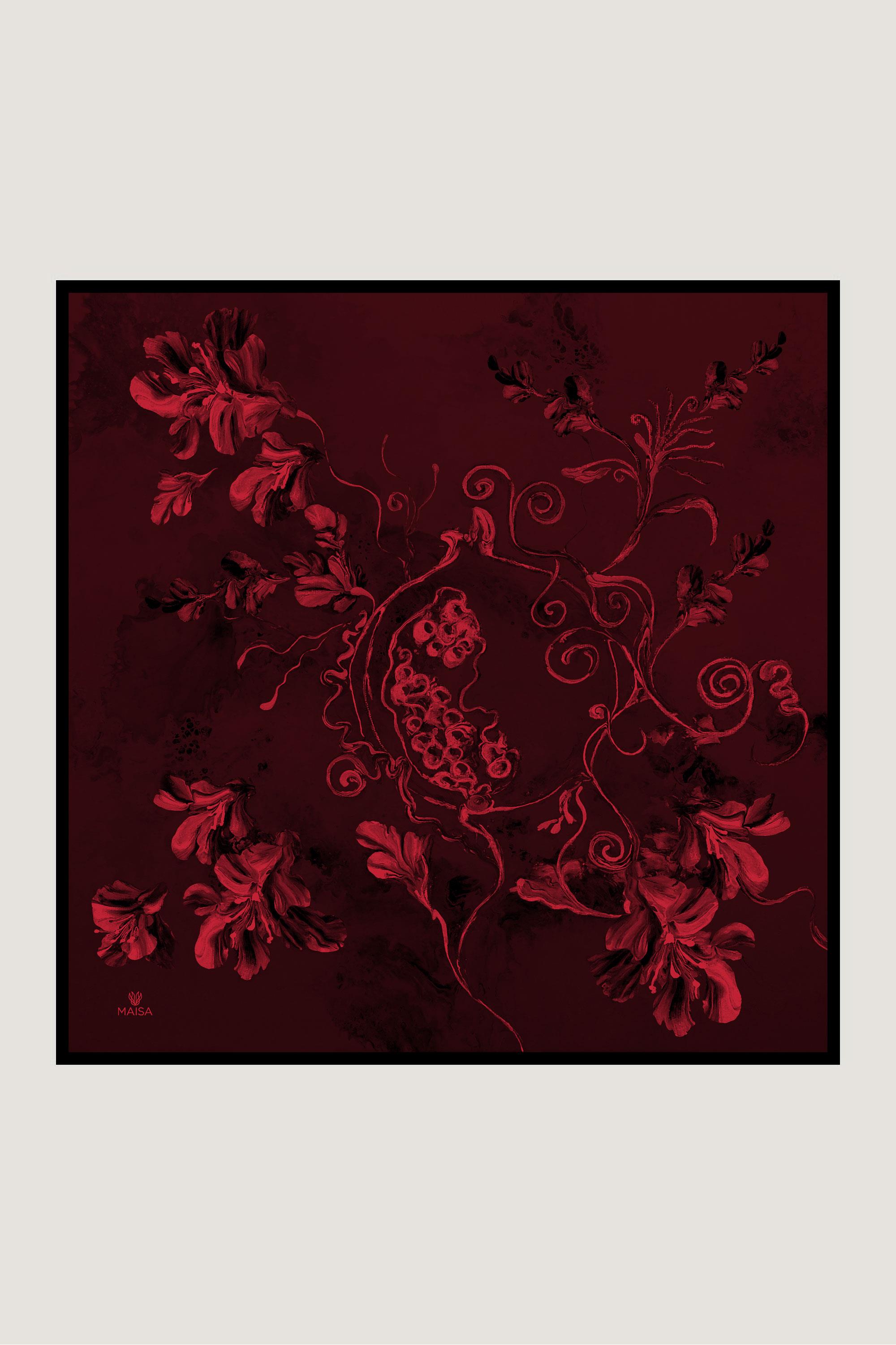 NARİN TİVİL İPEK EŞARP 90*90 CM - BORDO