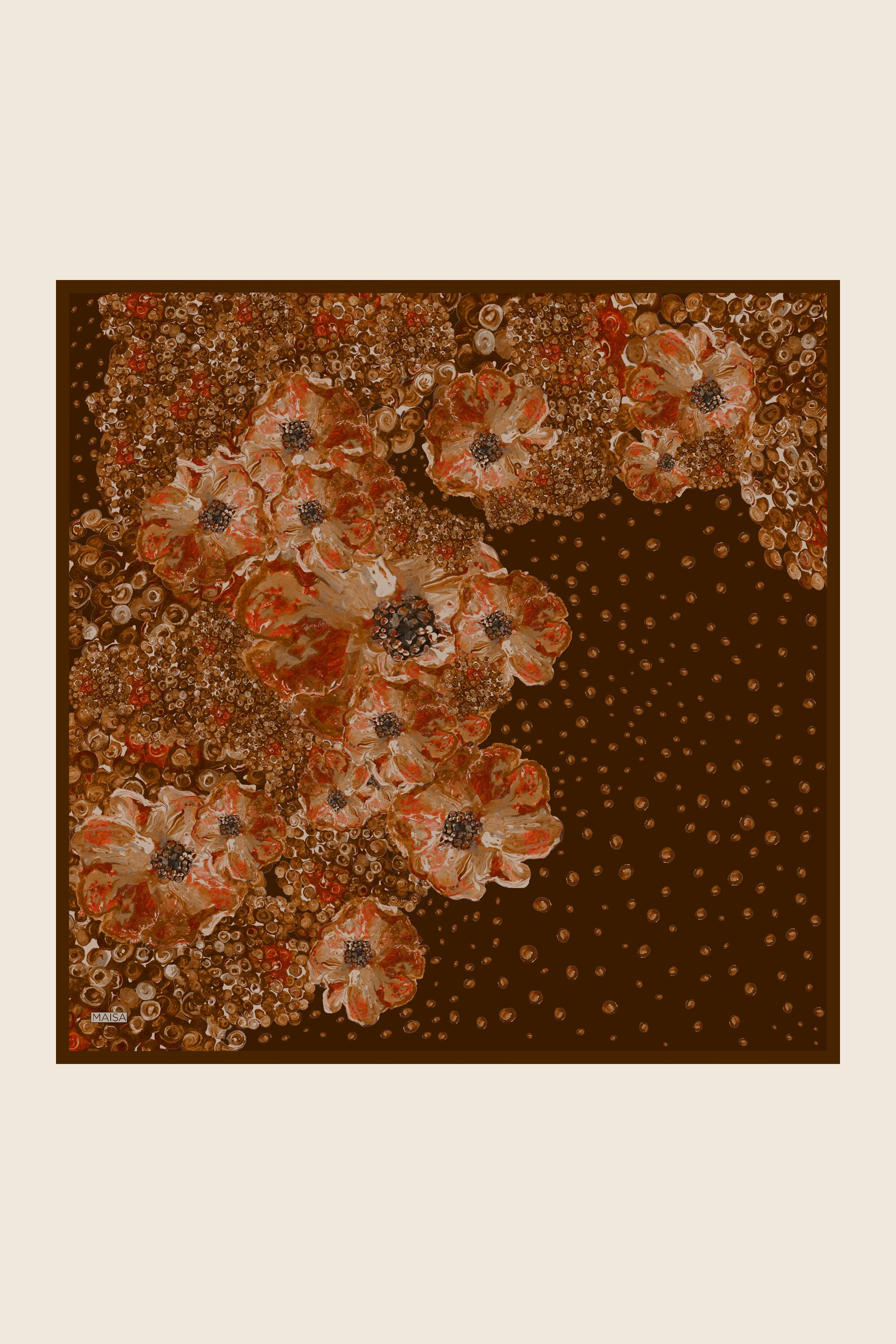NARLA MULBERRY İPEK EŞARP 90*90 CM - KAHVERENGİ