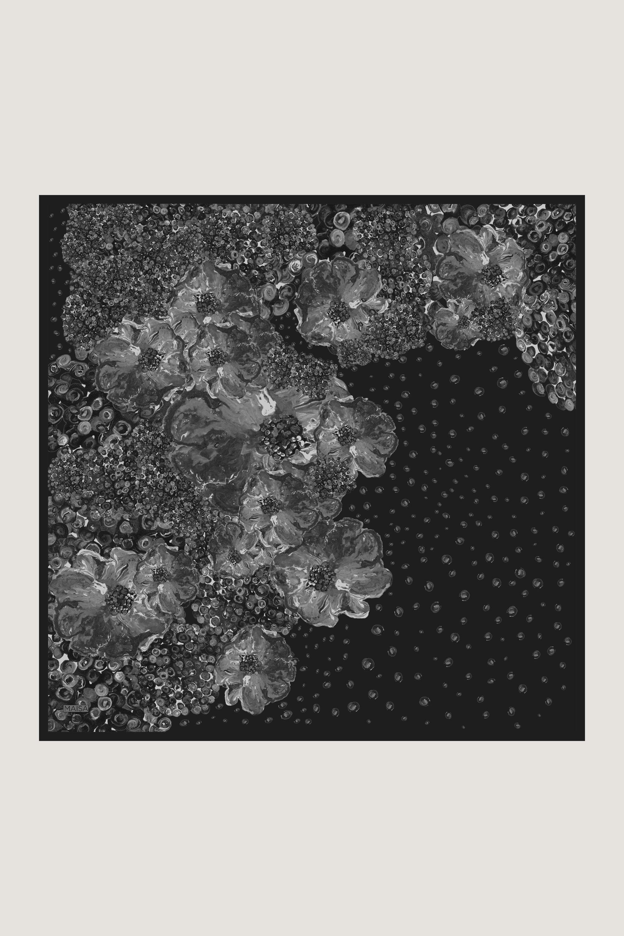 NARLA MULBERRY İPEK EŞARP 90*90 CM - SİYAH
