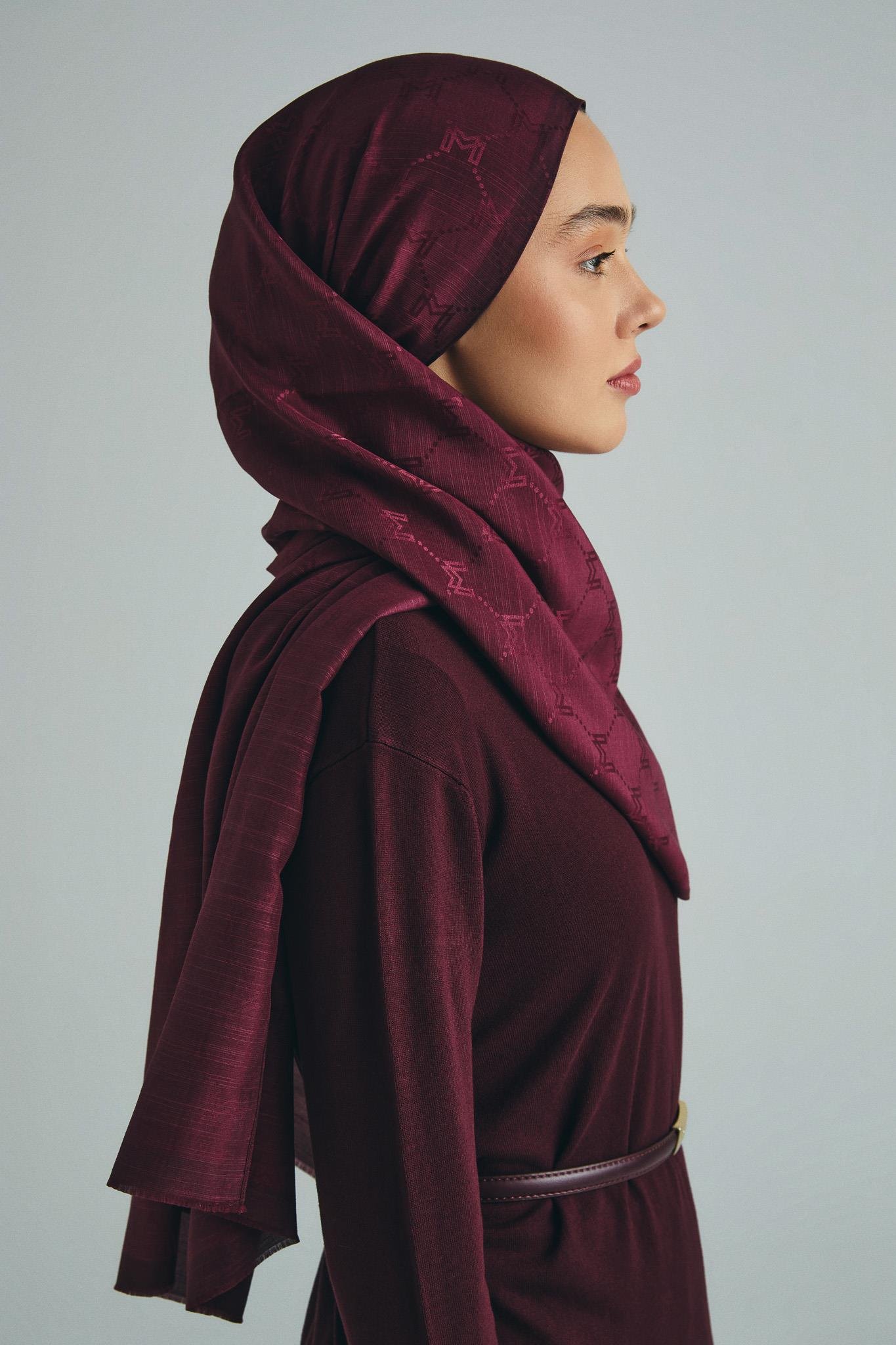 NEDA PAMUK İPEK ŞAL 70*190 CM - BORDO