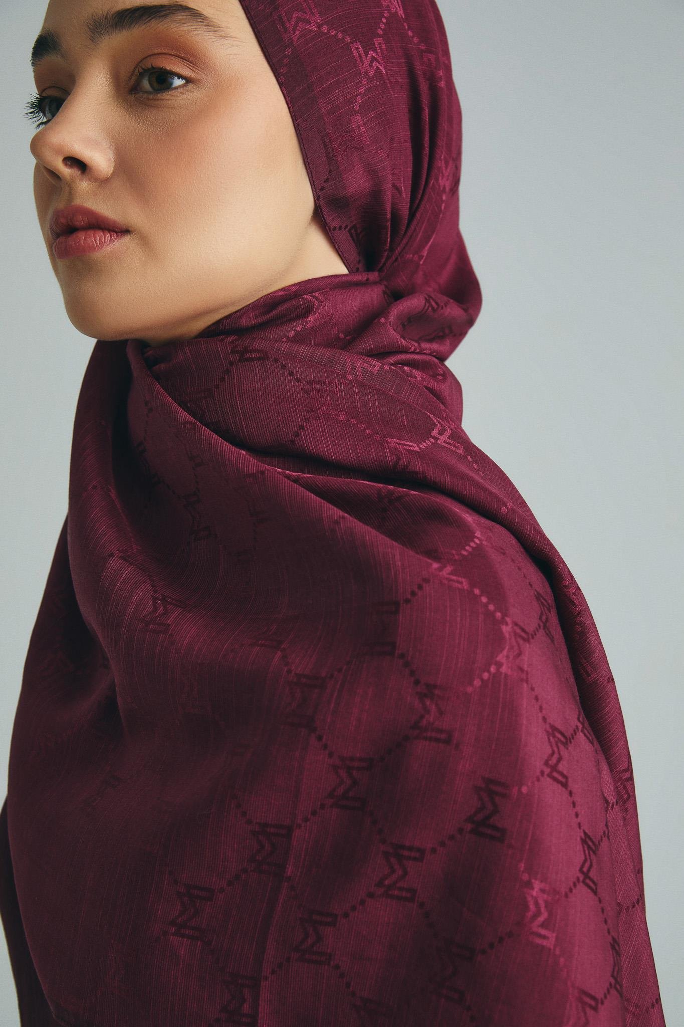 NEDA PAMUK İPEK ŞAL 70*190 CM - BORDO