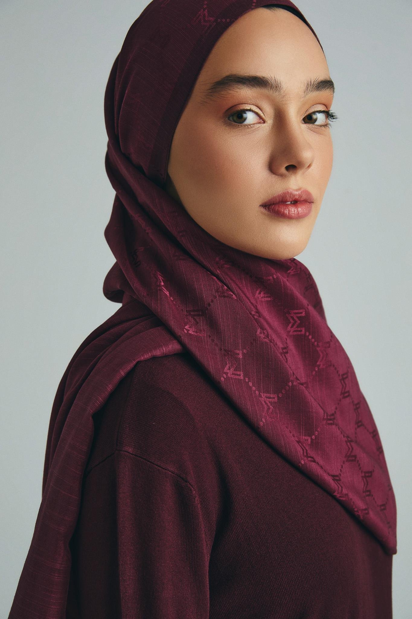 NEDA PAMUK İPEK ŞAL 70*190 CM - BORDO