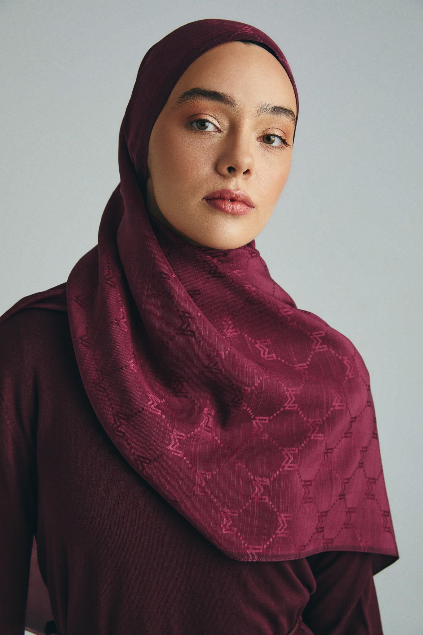 NEDA PAMUK İPEK ŞAL 70*190 CM - BORDO