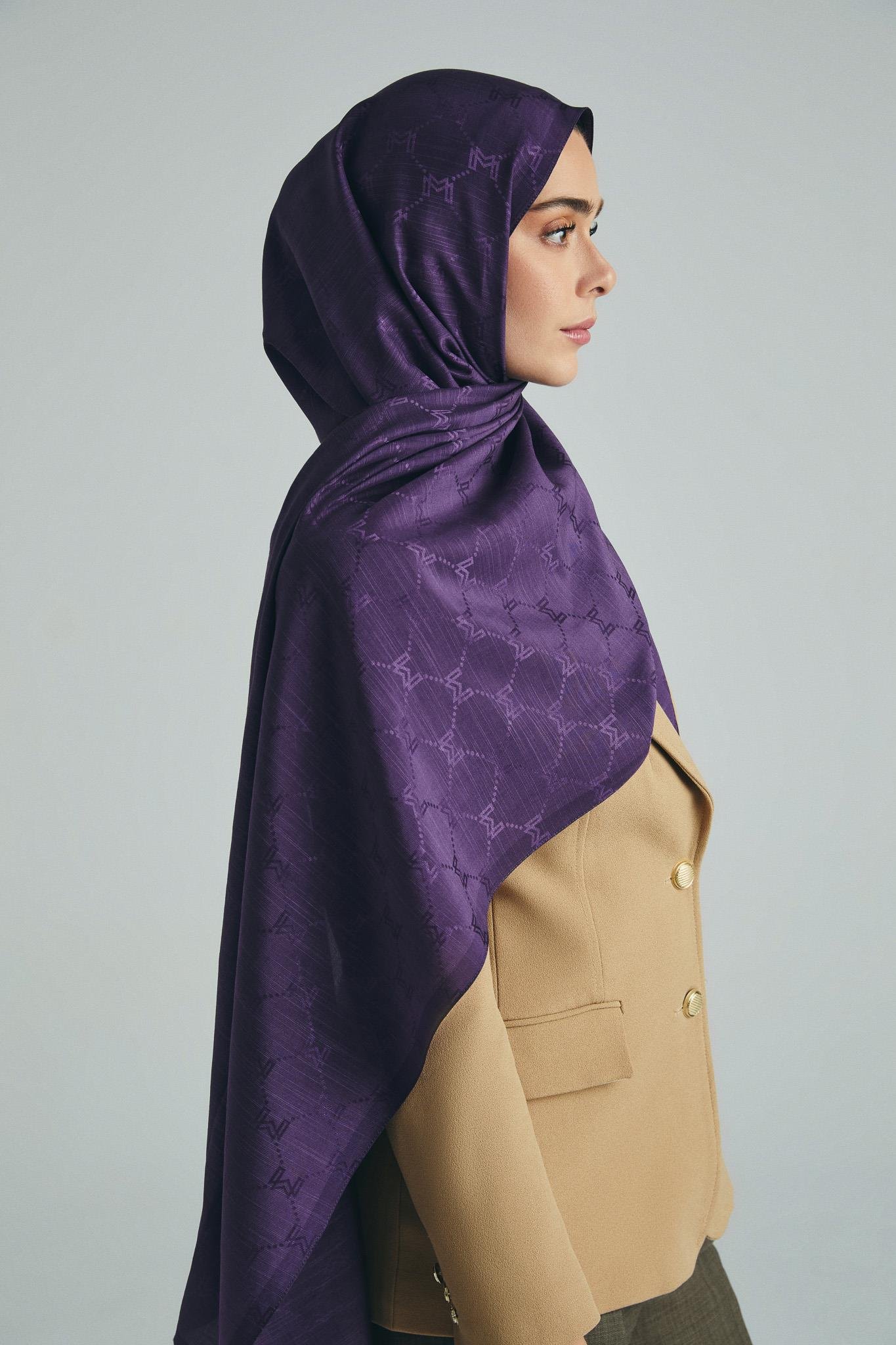 NEDA PAMUK İPEK ŞAL 70*190 CM - MÜRDÜM