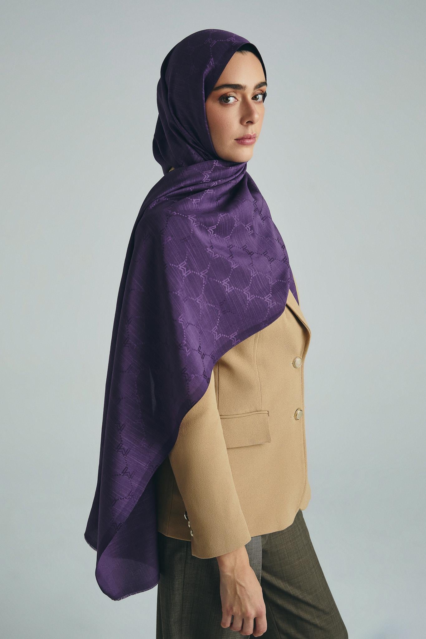 NEDA PAMUK İPEK ŞAL 70*190 CM - MÜRDÜM