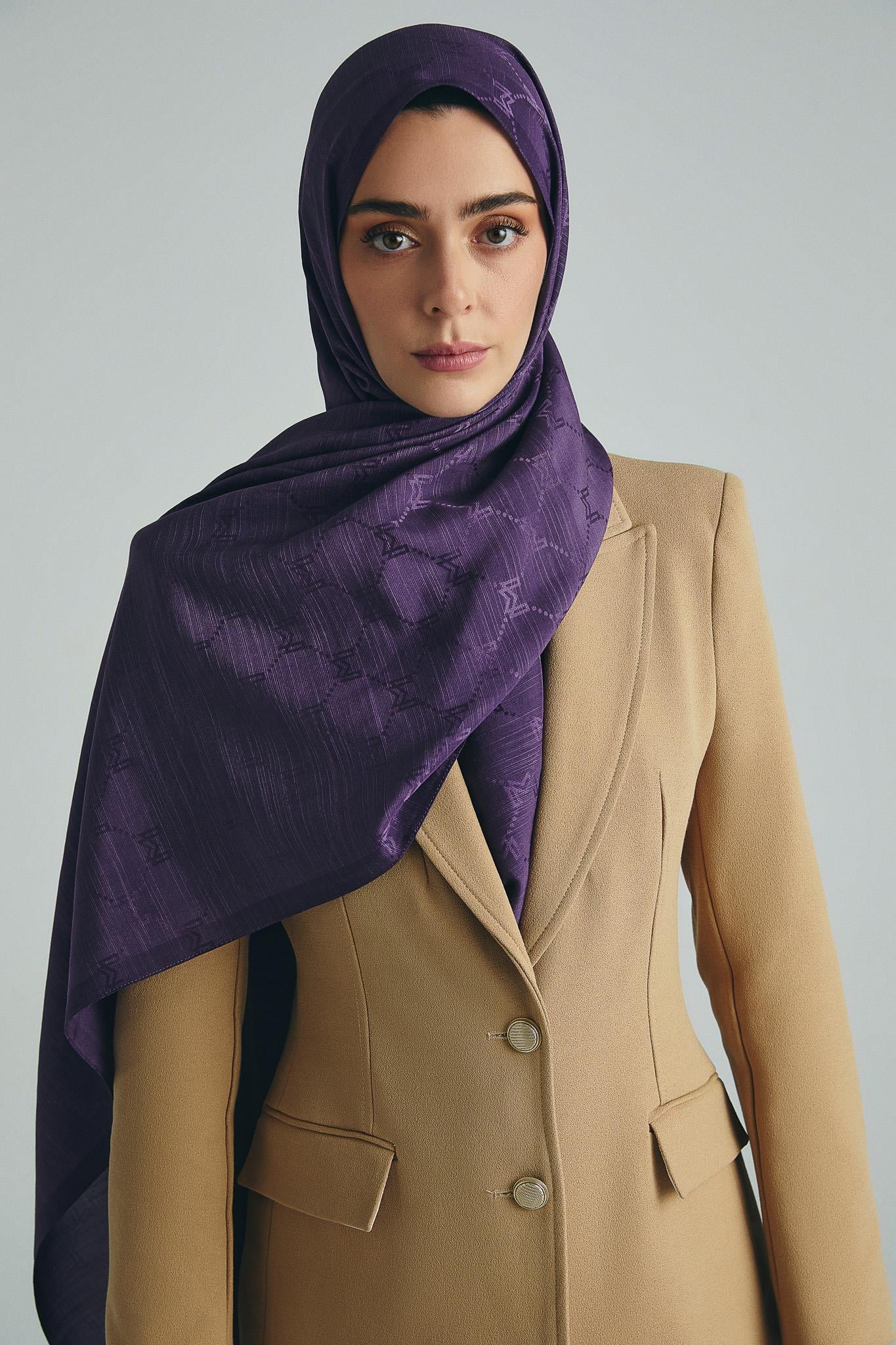 NEDA PAMUK İPEK ŞAL 70*190 CM - MÜRDÜM