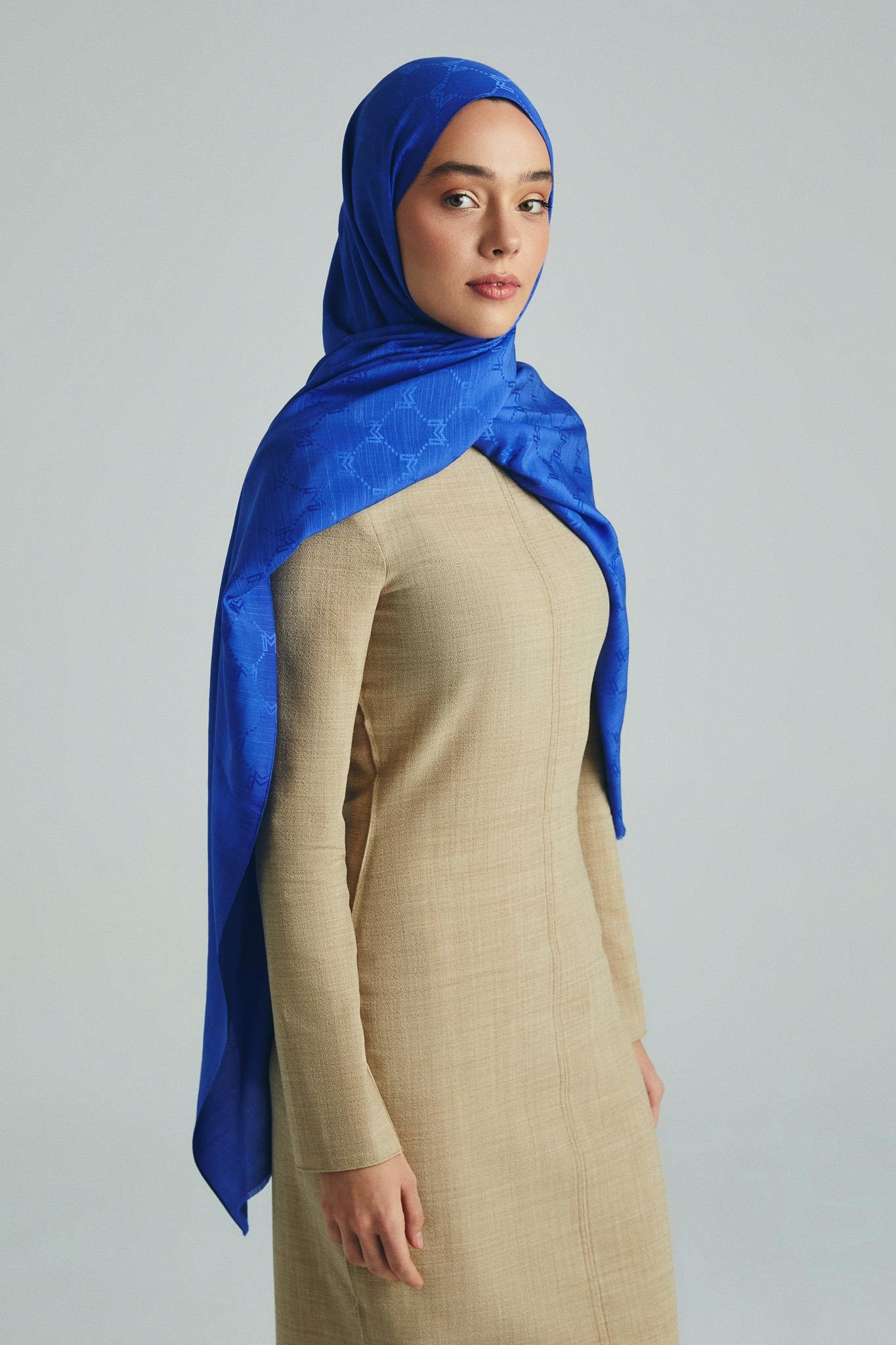 NEDA PAMUK İPEK ŞAL 70*190 CM - SAKS