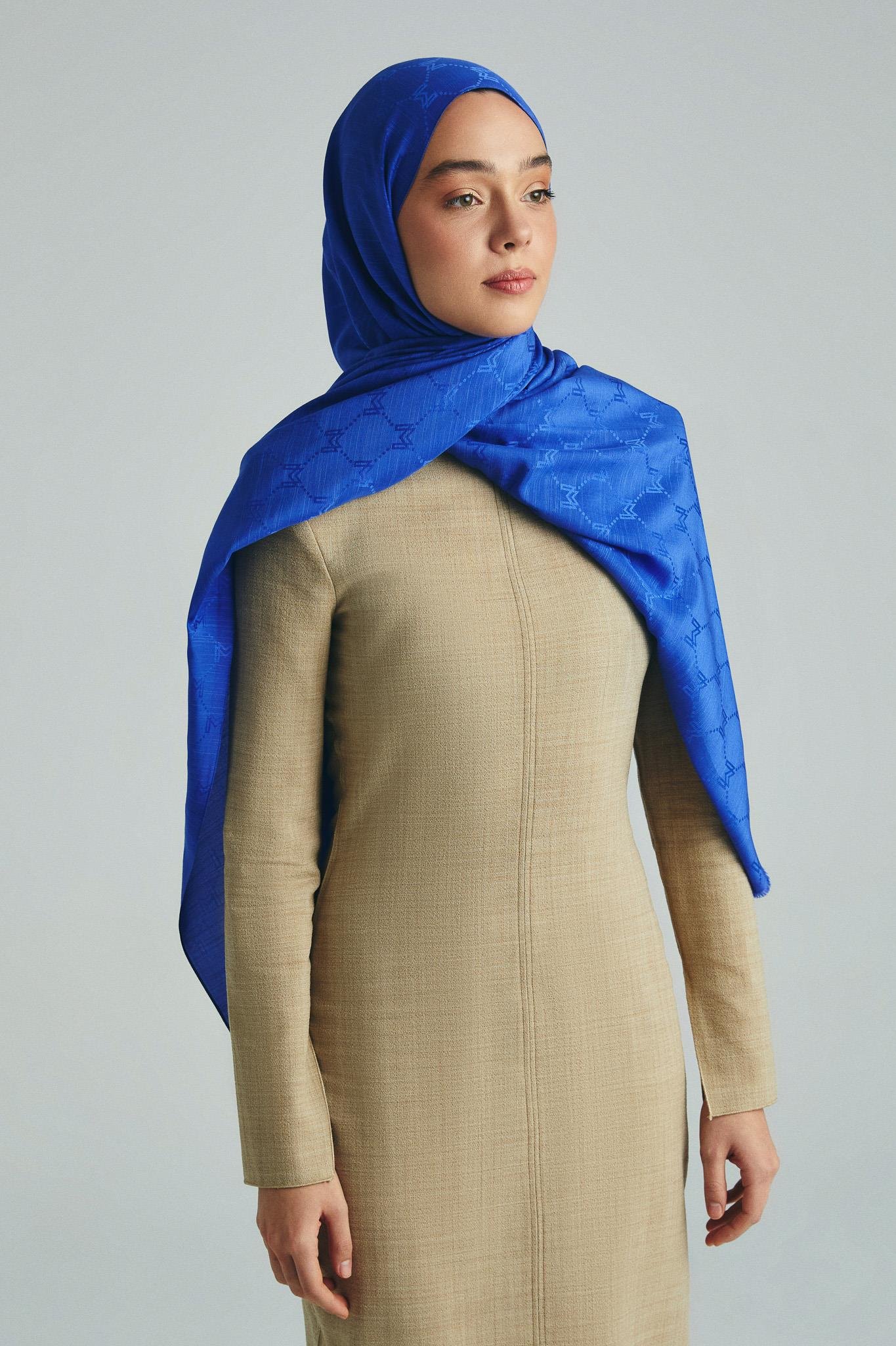 NEDA PAMUK İPEK ŞAL 70*190 CM - SAKS